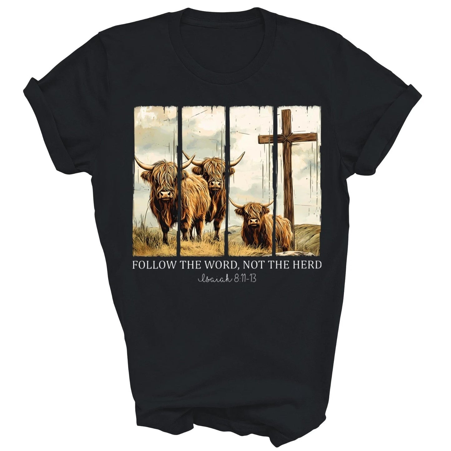 Follow The Word Not The Herd Christian Highland Cow Unisex Shirt Gift