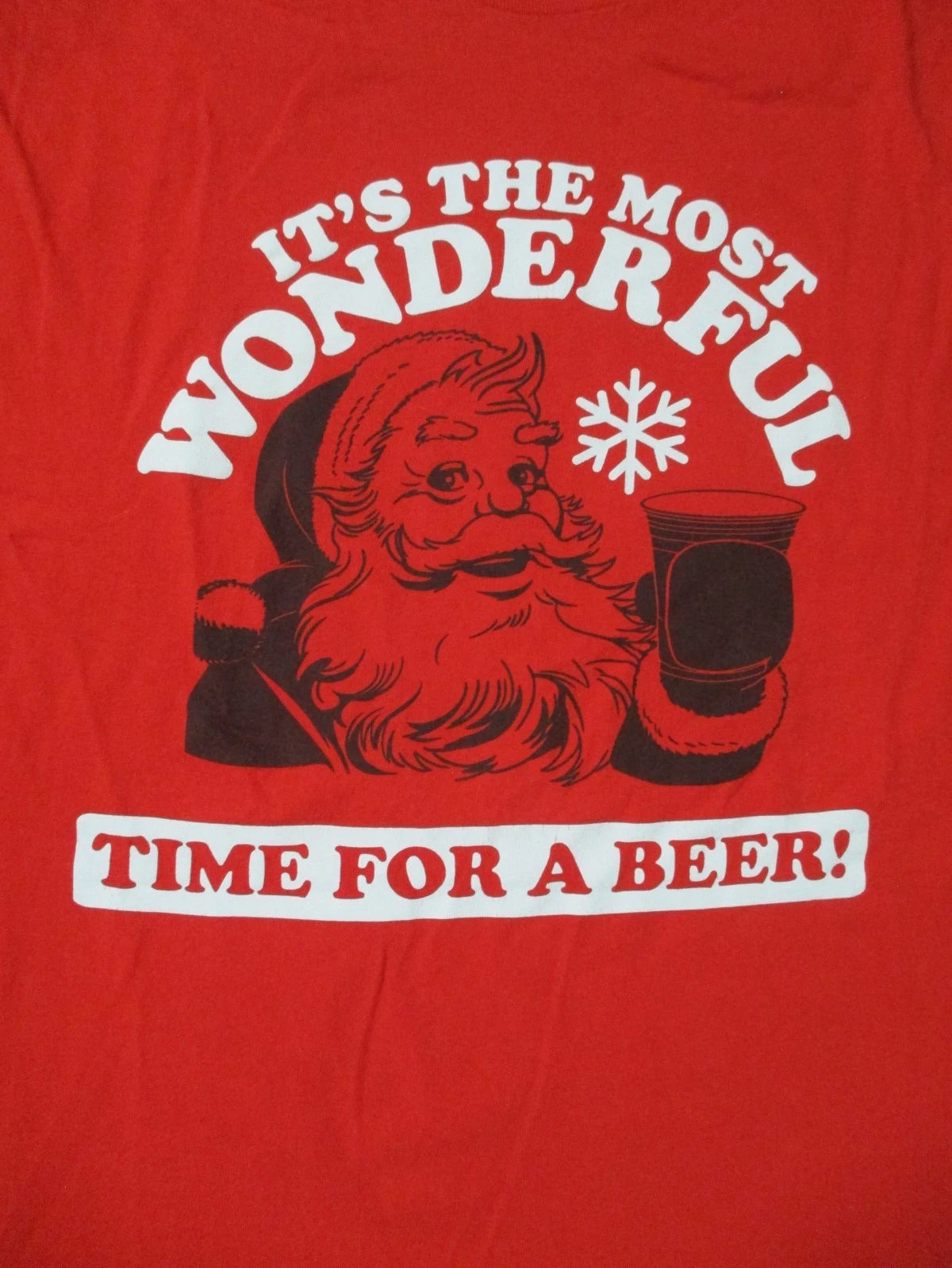 XXL red SANTA CLAUS CHRISTMAS BEER graphic COTTON t-shirt by HYBRID - Wonderful