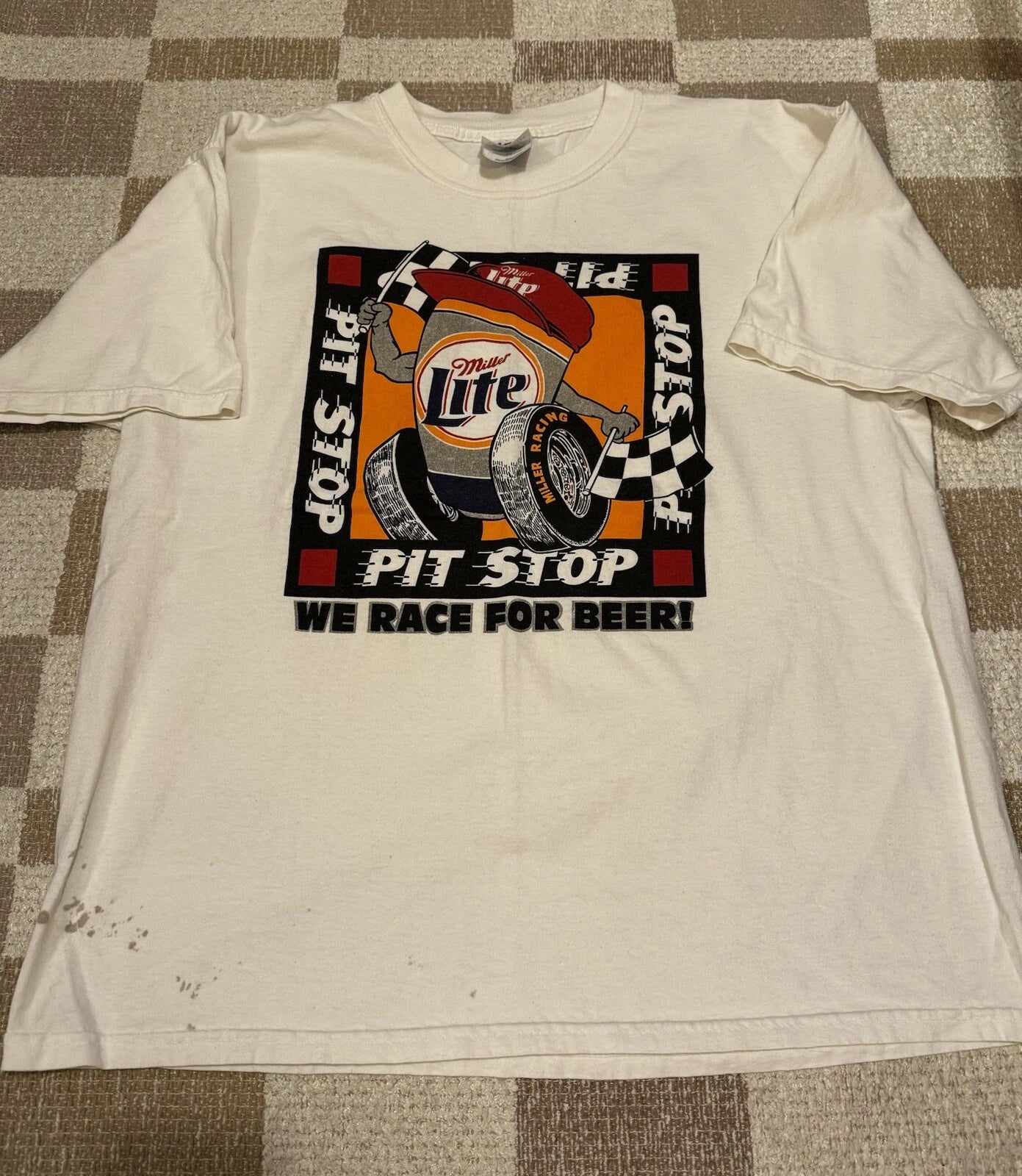 Miller Lite Shirt Gildan Mens Size Xl White Short Sleeve
