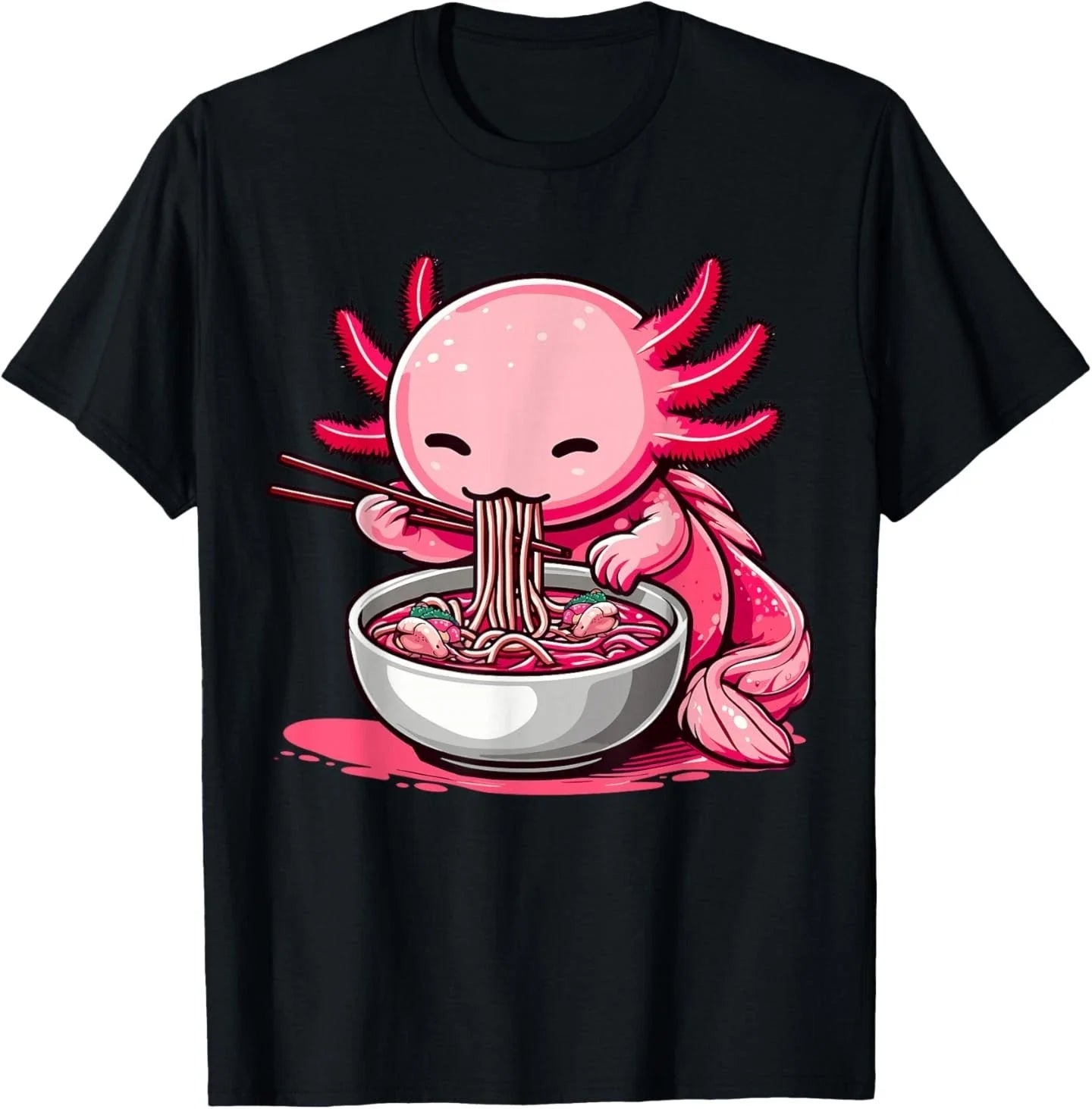 Funny Axolotl Noodle Gifts Anime Kawaii T-shirt