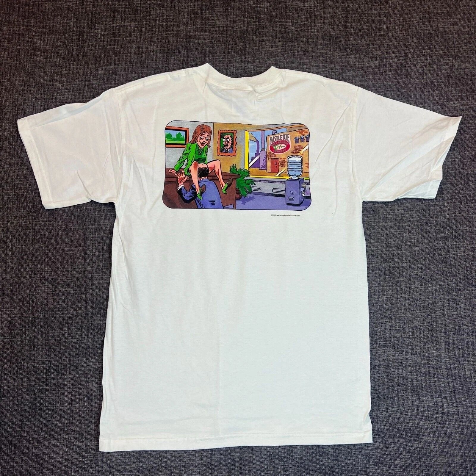 Vintage 2005 Graphic Tee Raunchy Adult Humor Receptionist Office Cartoon Sz L