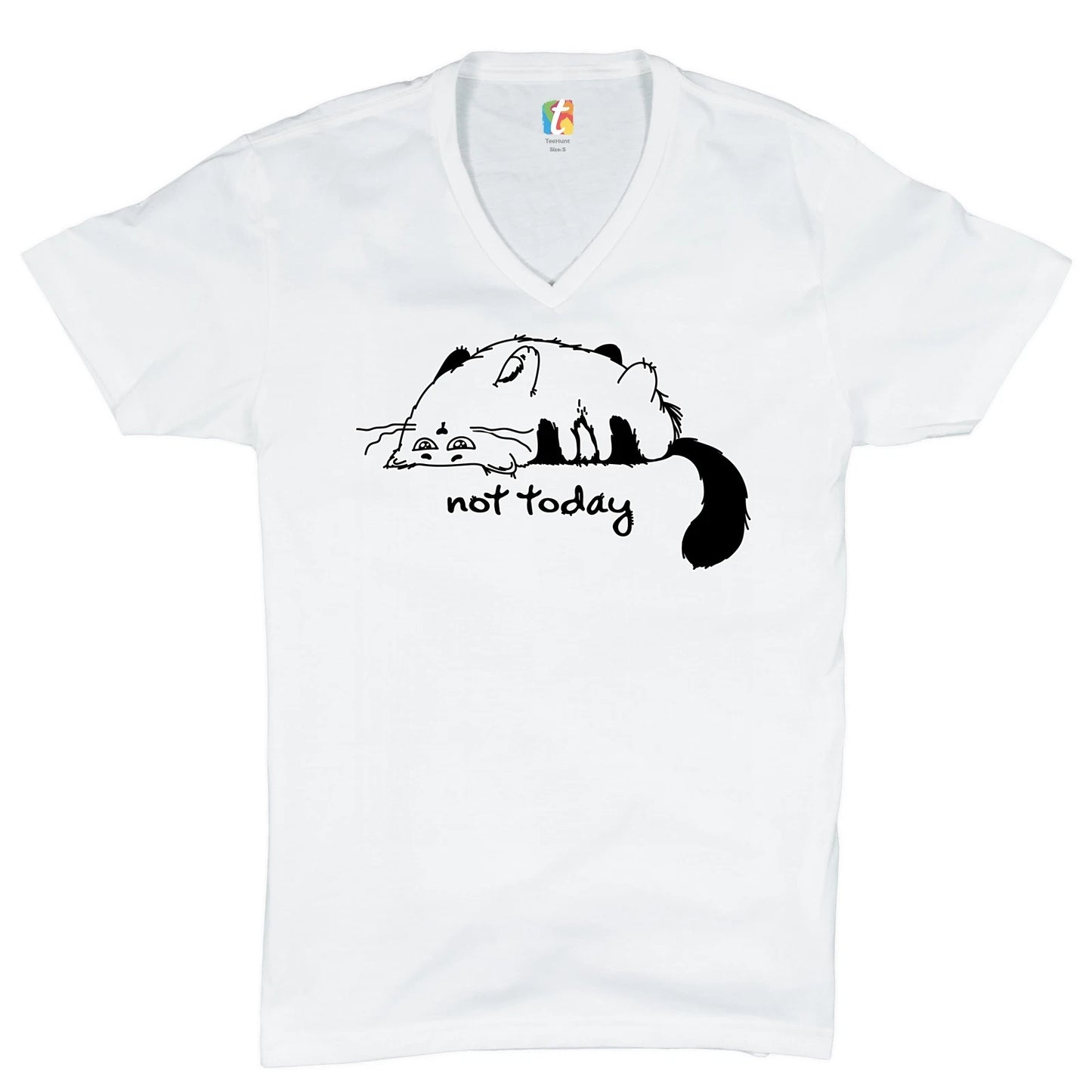 Lazy Kitty Not Today V-Neck T-shirt Kitten Cat Lovers Funny Tee