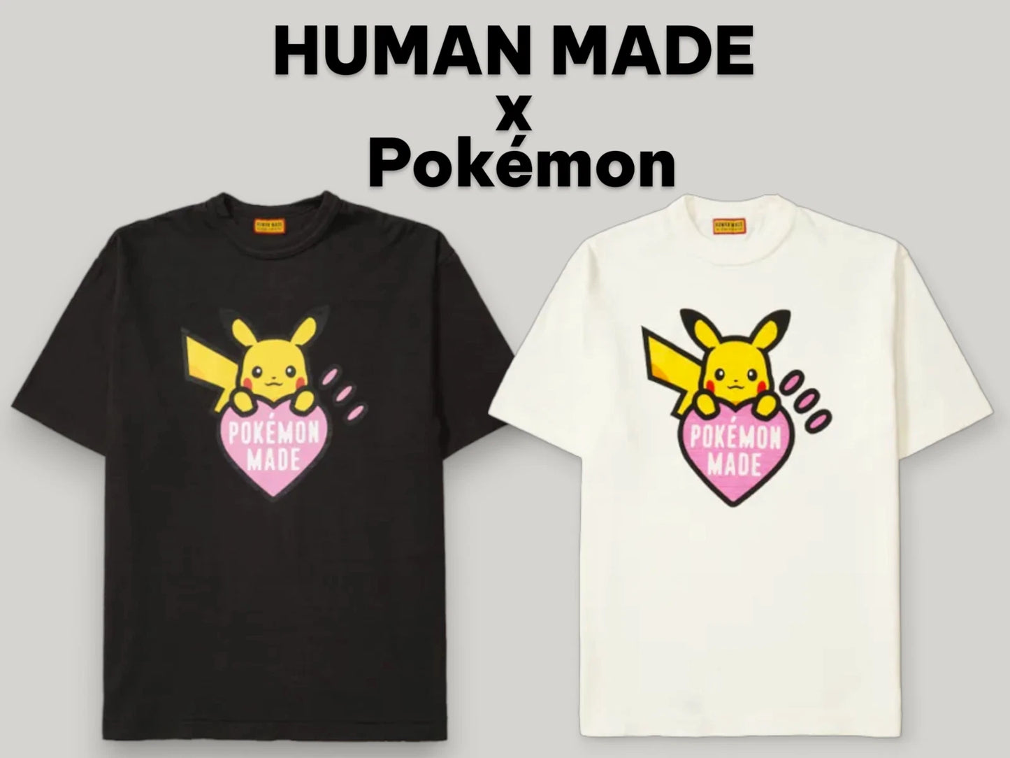 HUMAN MADE x Pokemon MADE GRAPHIC T-SHIRT Harajuku Pikachu BK WH MADE IN JAPAN
