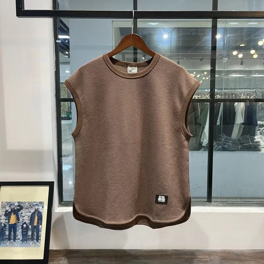 4 Color Crew Neck T-shirt For Men Fitness Sweatshirt Sleeveless Vest Casual Top