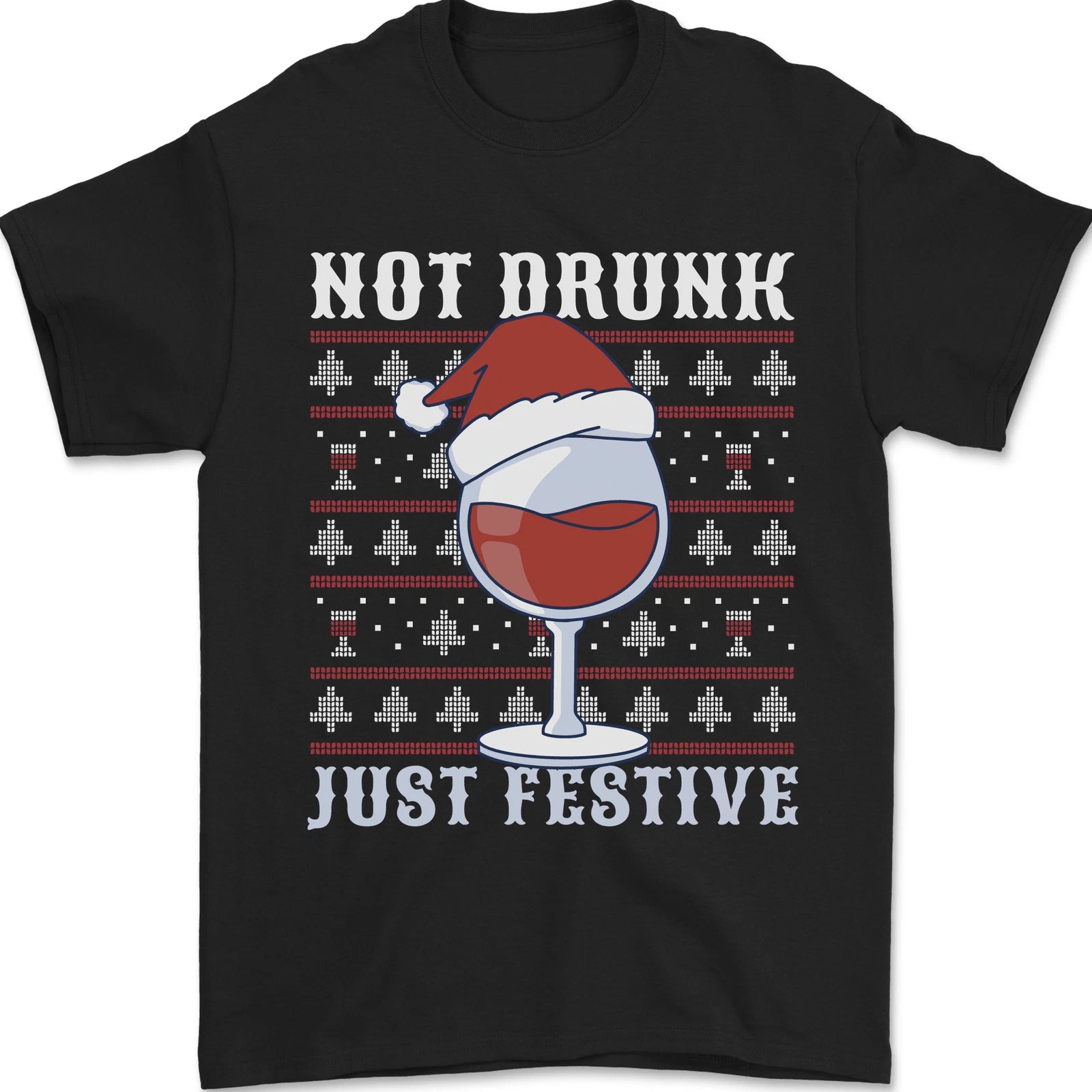 Wine Not Drunk Just Festive Funny Christmas Xmas Mens T-Shirt 100% Cotton