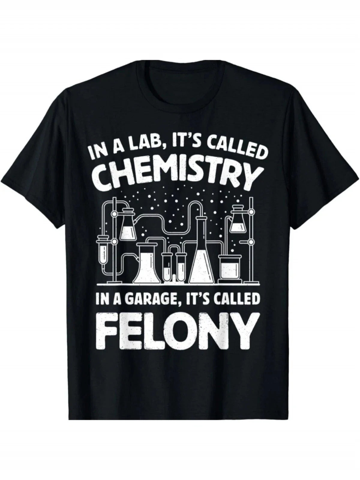 Funny Chemistry Crime Quote Graphic T-Shirt Science Lab Nerd Humor Tee