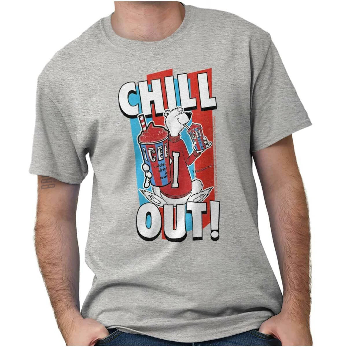 Licensed Icee Bear Chill Out Graphic Novelty Womens or Mens Crewneck T Shirt Tee