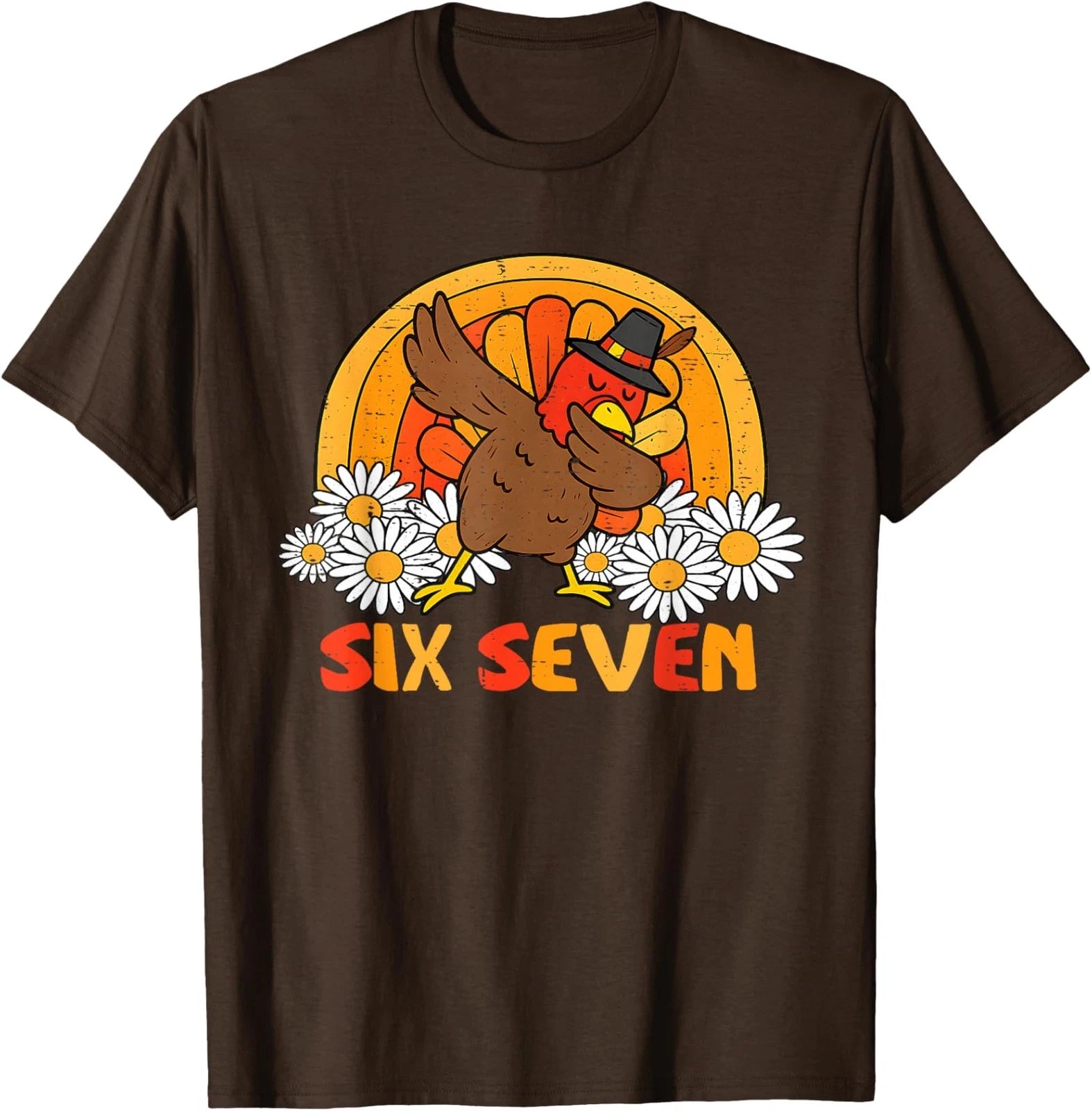 Six Seven Meme Funny Turkey Dabbing Thanksgiving Unisex T-Shirt
