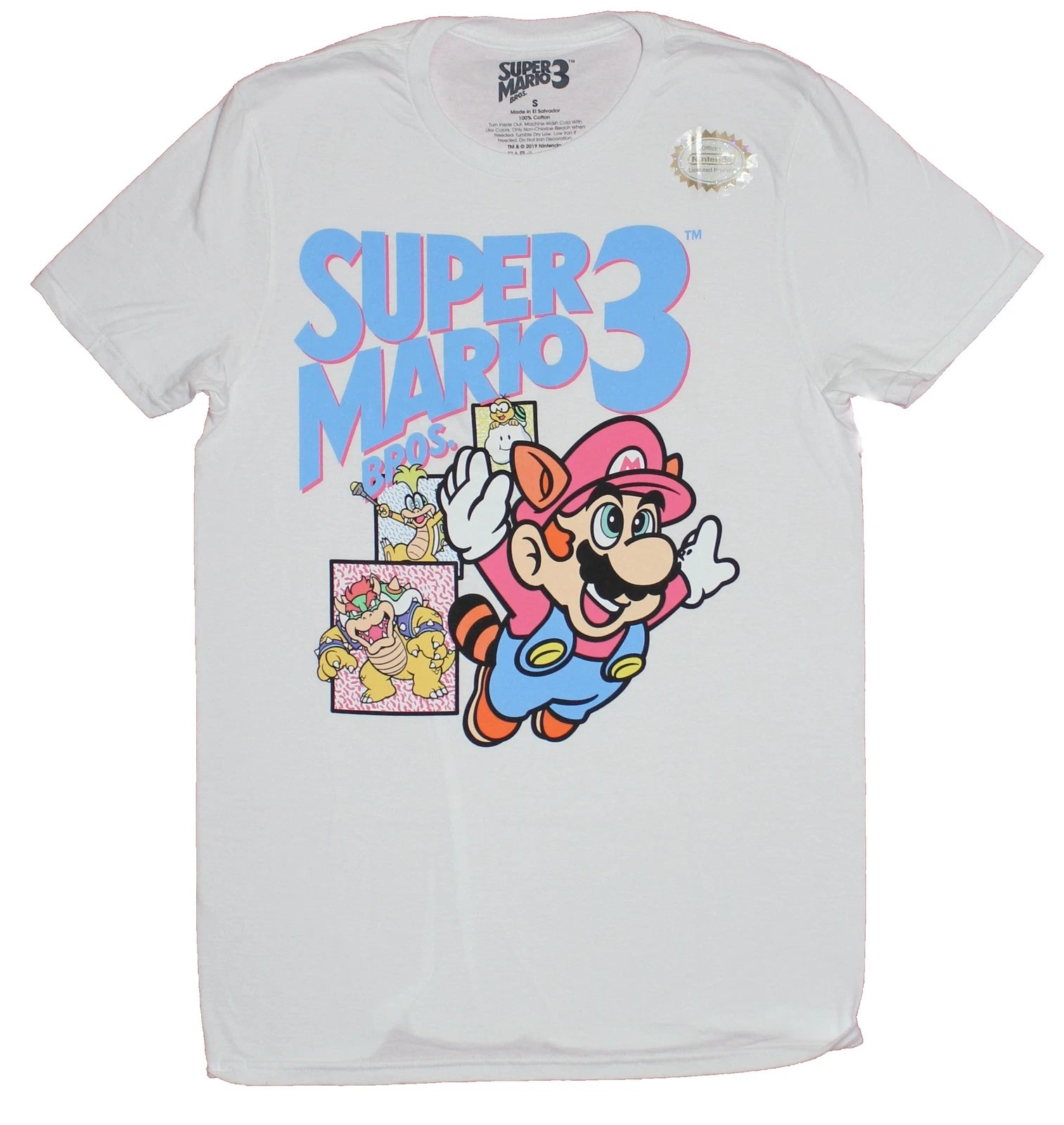 Super Mario Brothers 3 Adult New T-Shirt - 1990 Flying Distressed Raccon Mario