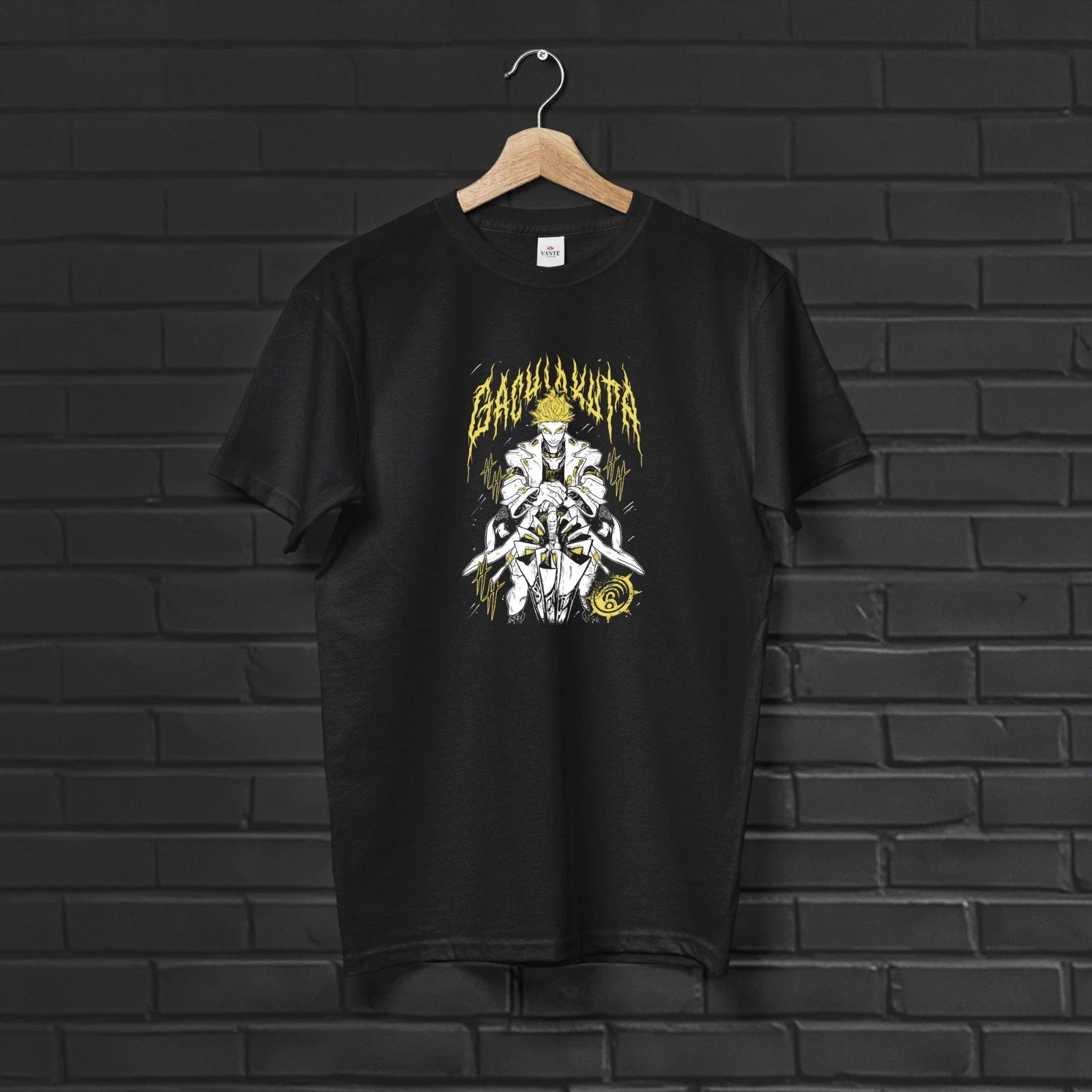 Enjin Yellow Graphic Casual Anime T-Shirt Men Unisex Cotton Summer Outfit Tee