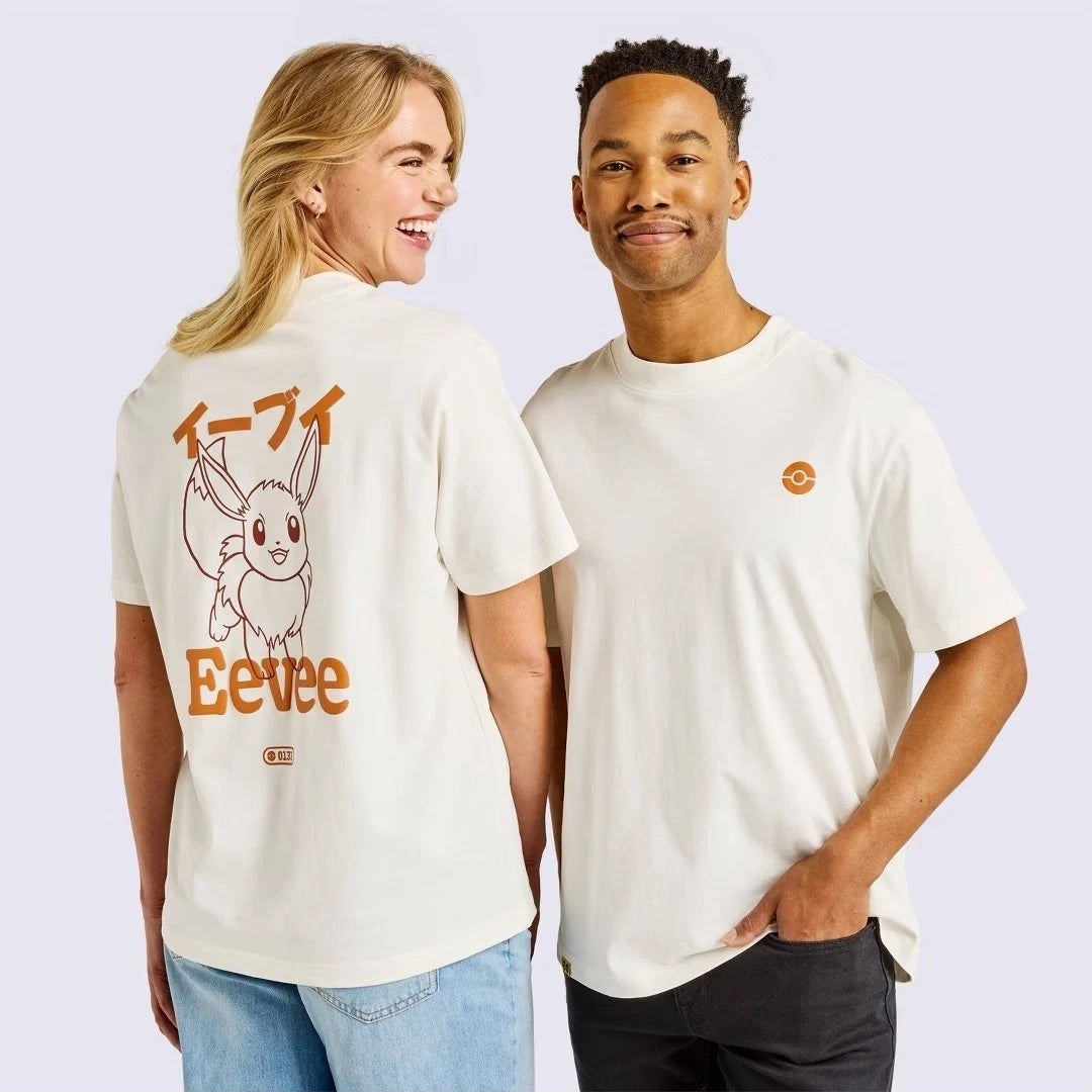 Pokemon X Target Eevee White Short Sleeve Graphic Print Men's T-Shirt Size L