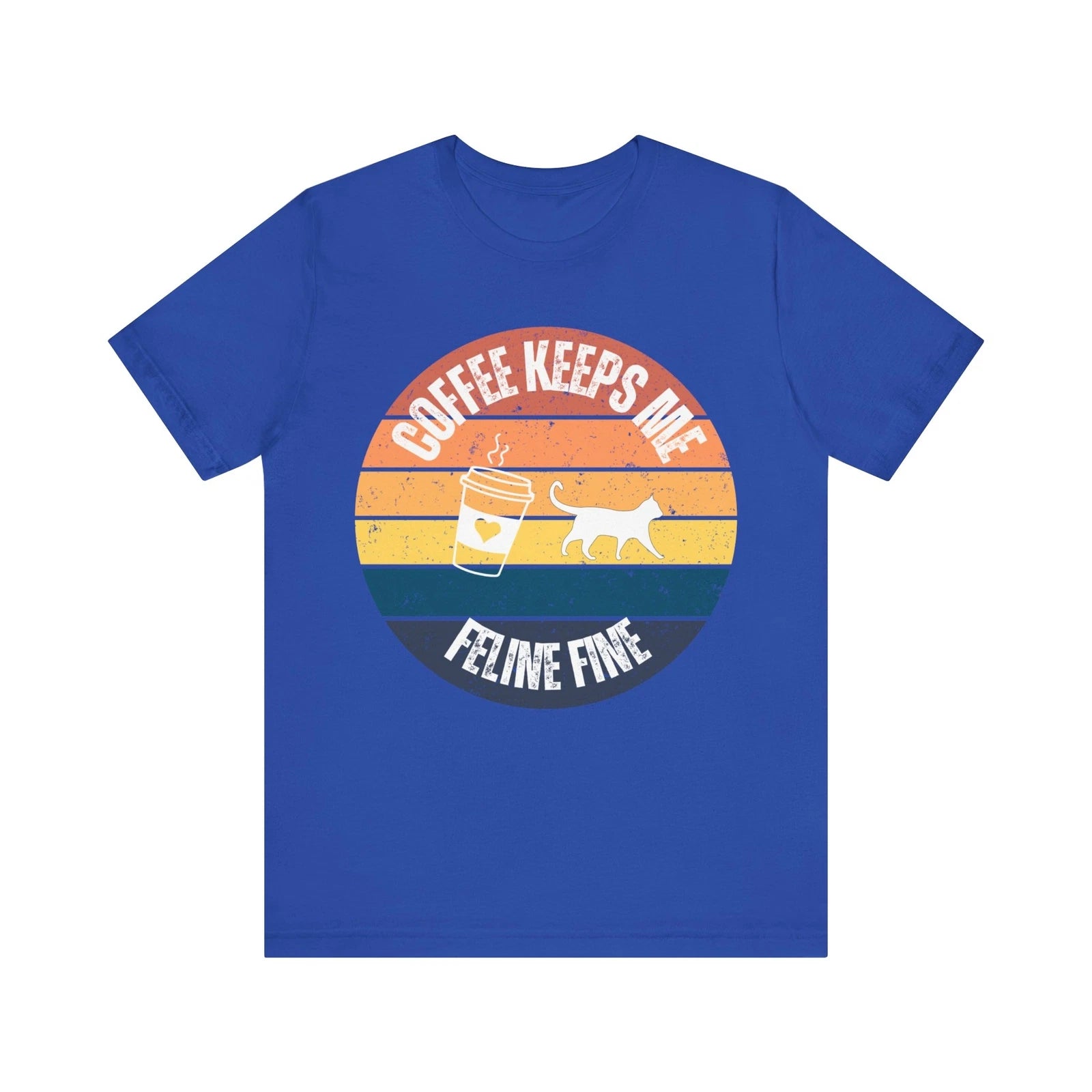 Coffee Keeps Me Feline Fine - Vintage Cat Lover T-Shirt