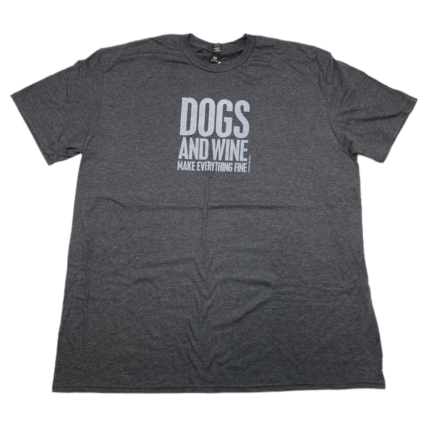 ANVIL by Gildan Grey Short Sleeve "Dogs & Wine" T-Shirt Size Large