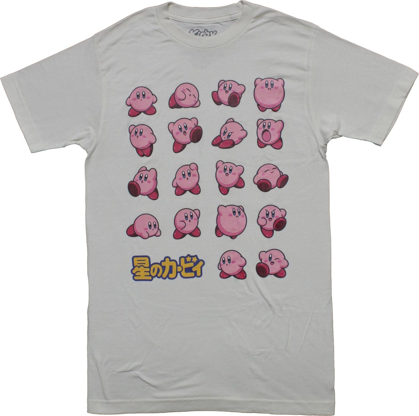 Kirby New Adult T-Shirt - Just Kirby Motions Lineup With Kanji
