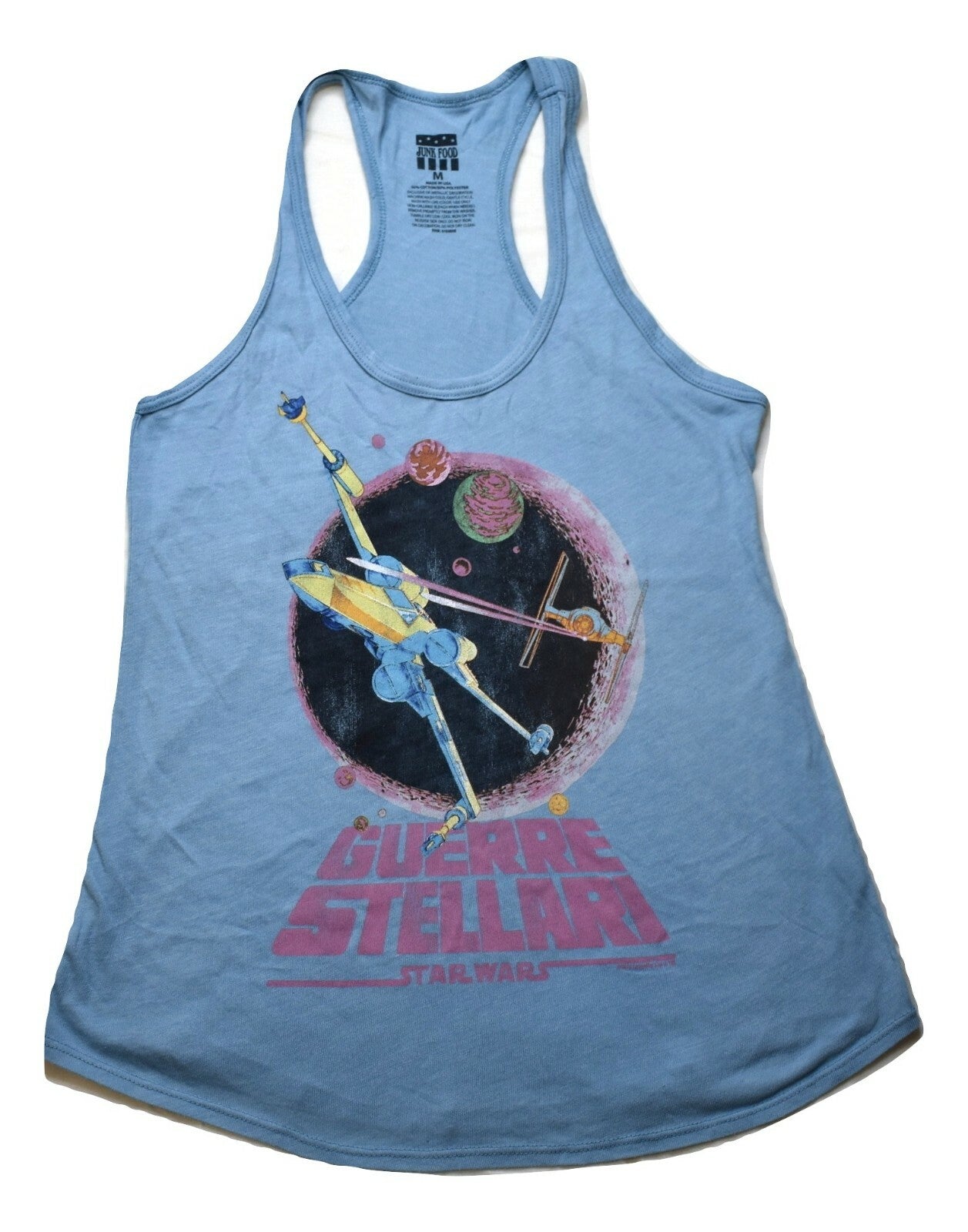 Junk Food Womens Star Wars Italian Print Guerre Stellari Tank Shirt New M, L