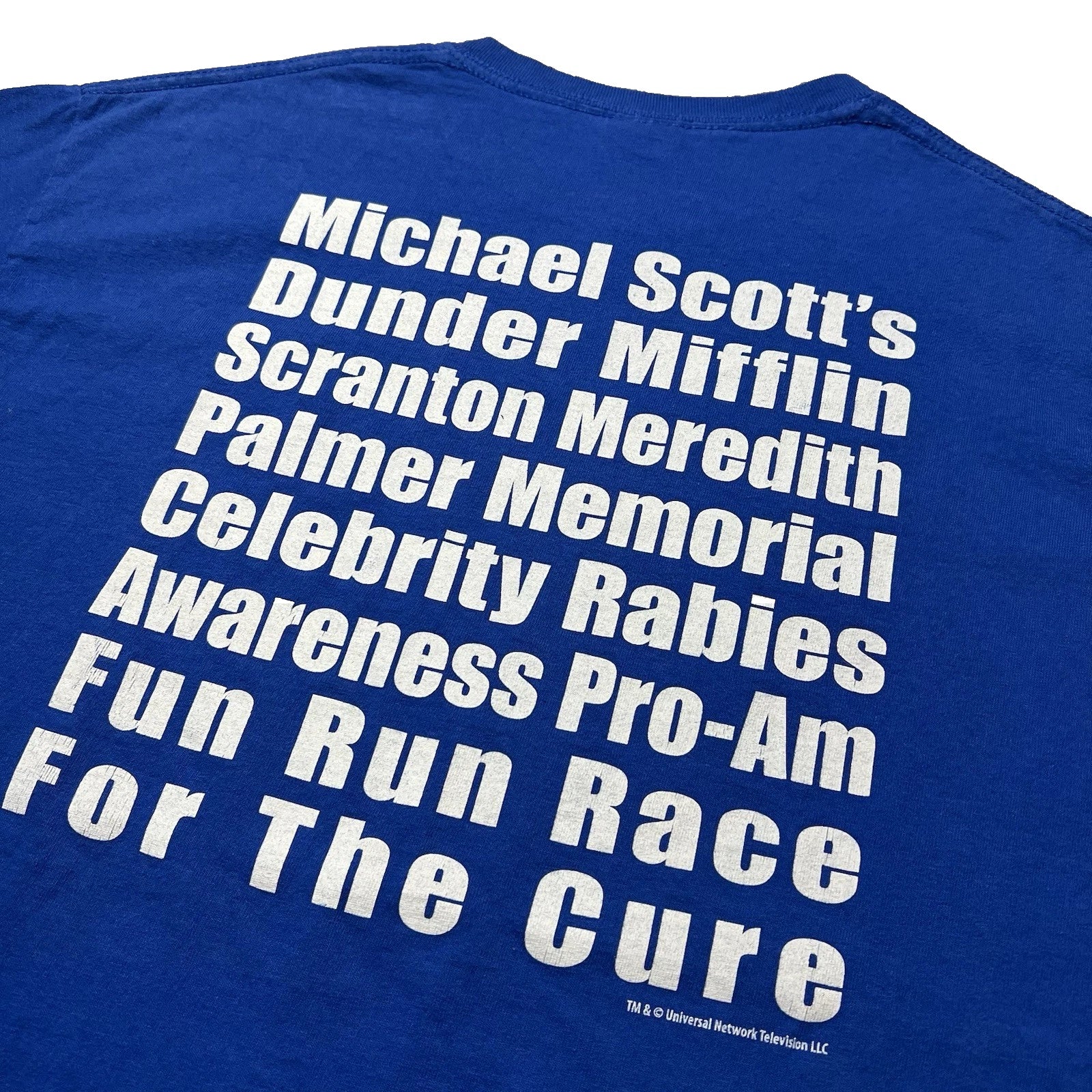 The Office Dunder Mifflin Michael Scott Fun Run T Shirt Mens M Blue Y2K Funny