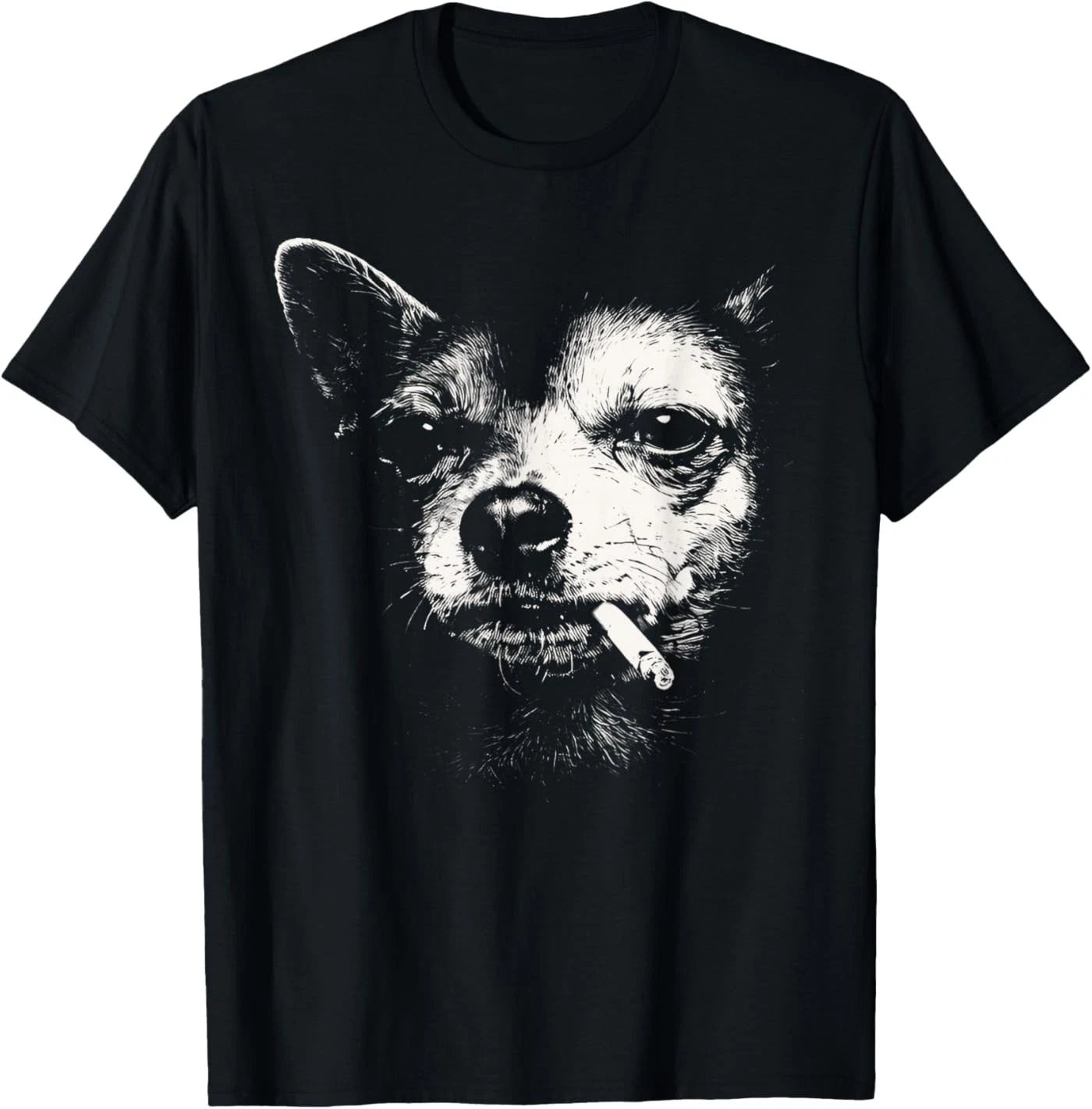Dog Smoking Cigarette Funny Chihuahua Meme T-Shirt