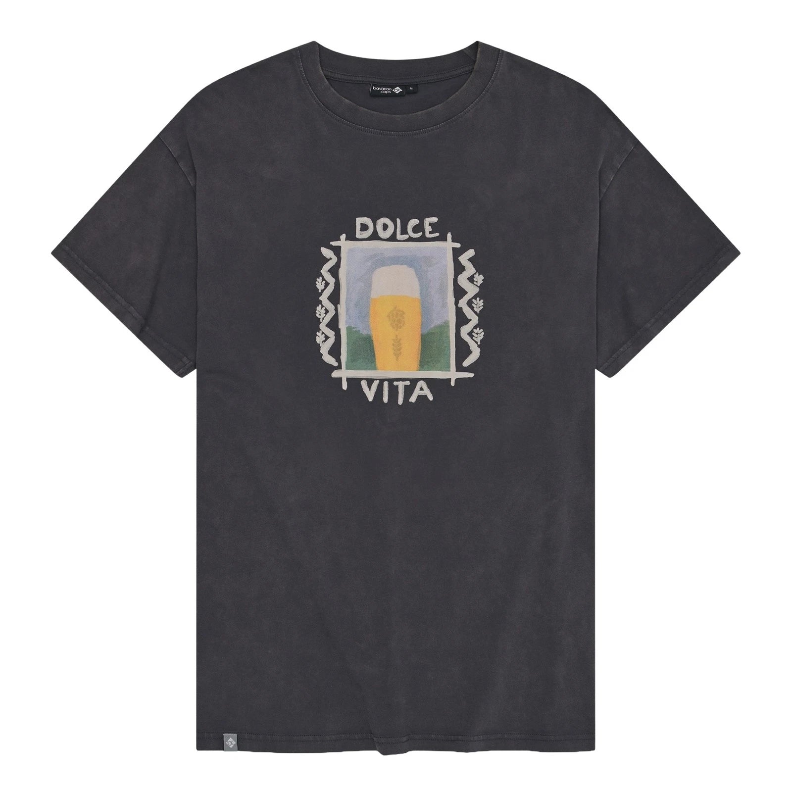 Bavarian Caps Oro Liquido Beer Watercolor Print Organic Cotton T-Shirt (New)