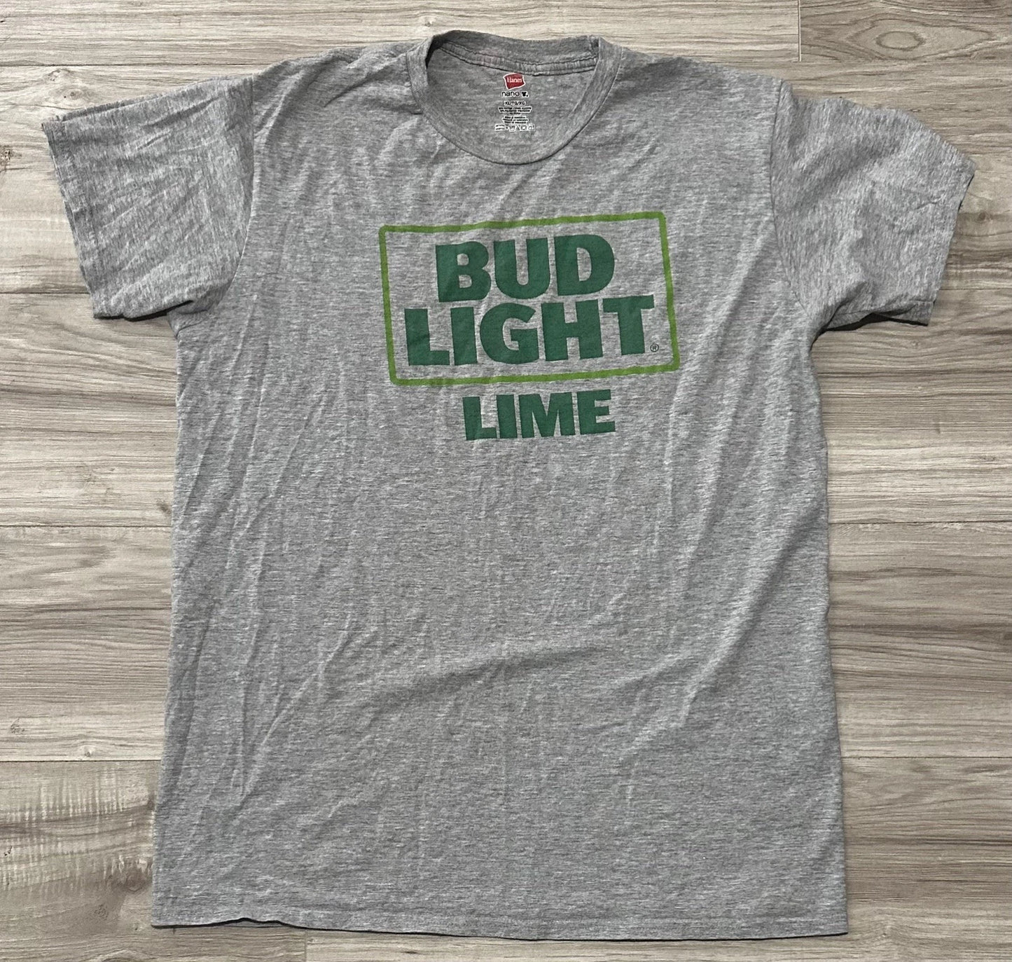 Bud Light Lime Gray With Green Lettering T-shirt Size XL