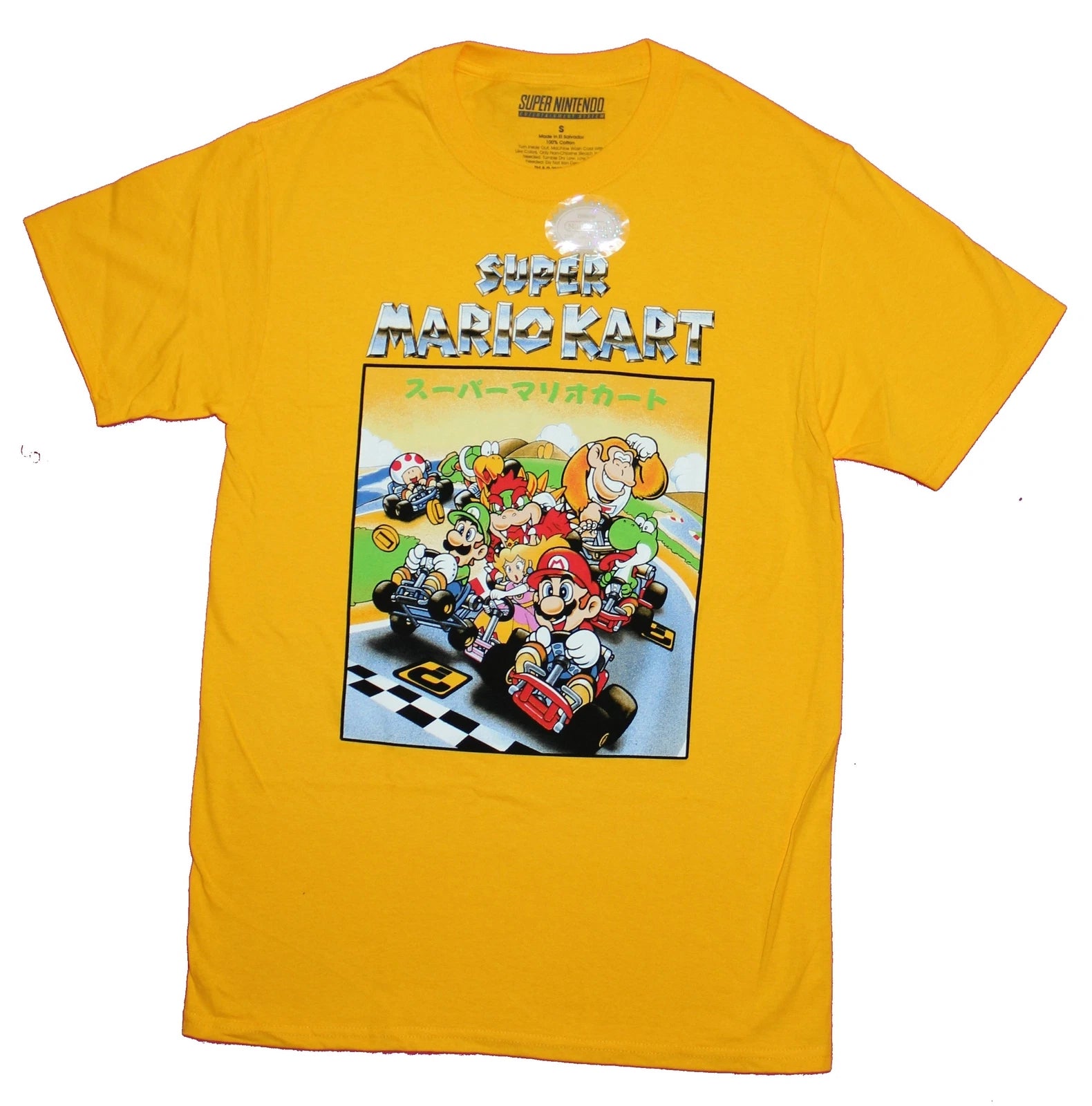 Super Mario Kart Adult New T-Shirt - Classic Game Kart Art Box and Logo