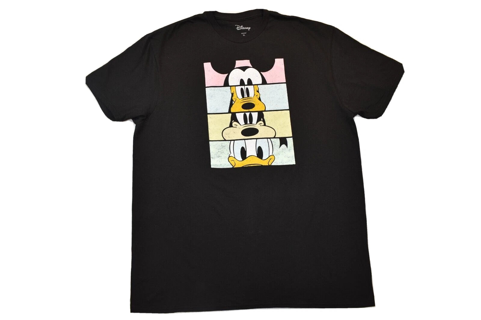 Disney Mens Mickey Mouse And Friends Stacked Graphic Black Shirt New XL, 2XL
