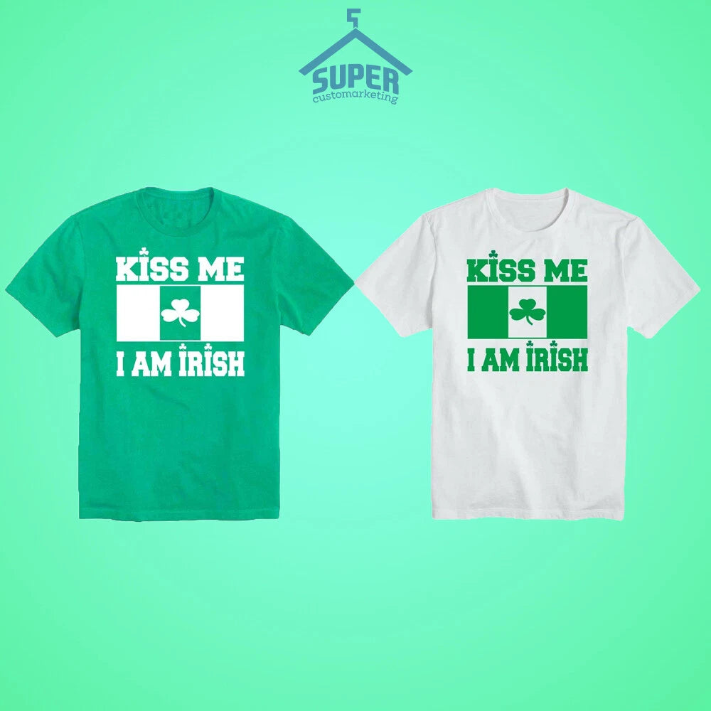 St. Patrick's Day Kiss Me I Am Irish Man TSHIRT Irish Party Shamrock Irish Beer