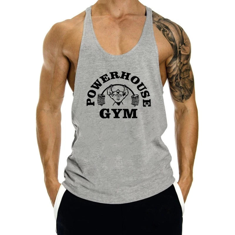Men Tank Tops Sleeveless Y-Back Shirts Gym Stringer Bodybuilding Fitness T-Shirt