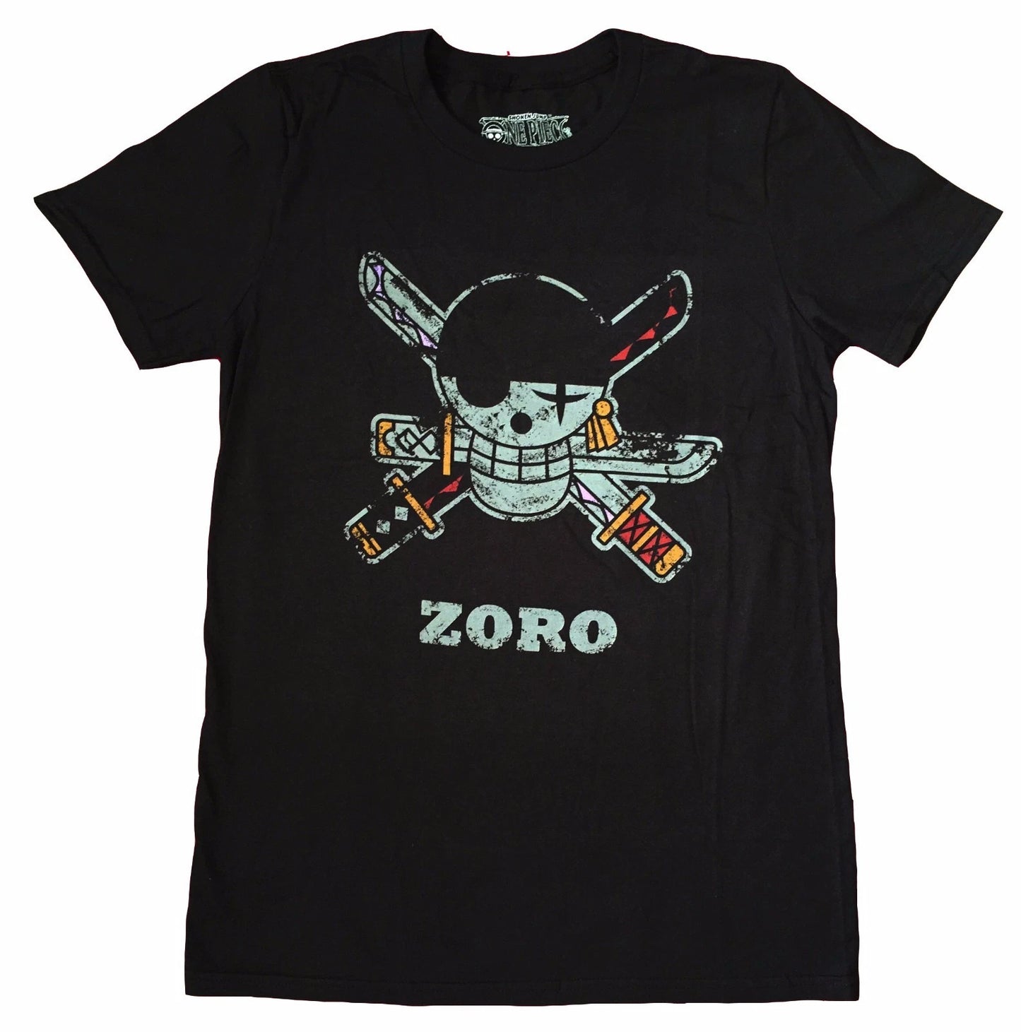 **Legit** One Piece Roronoa Zoro Jolly Roger Skull Logo Authentic T-Shirt #90189
