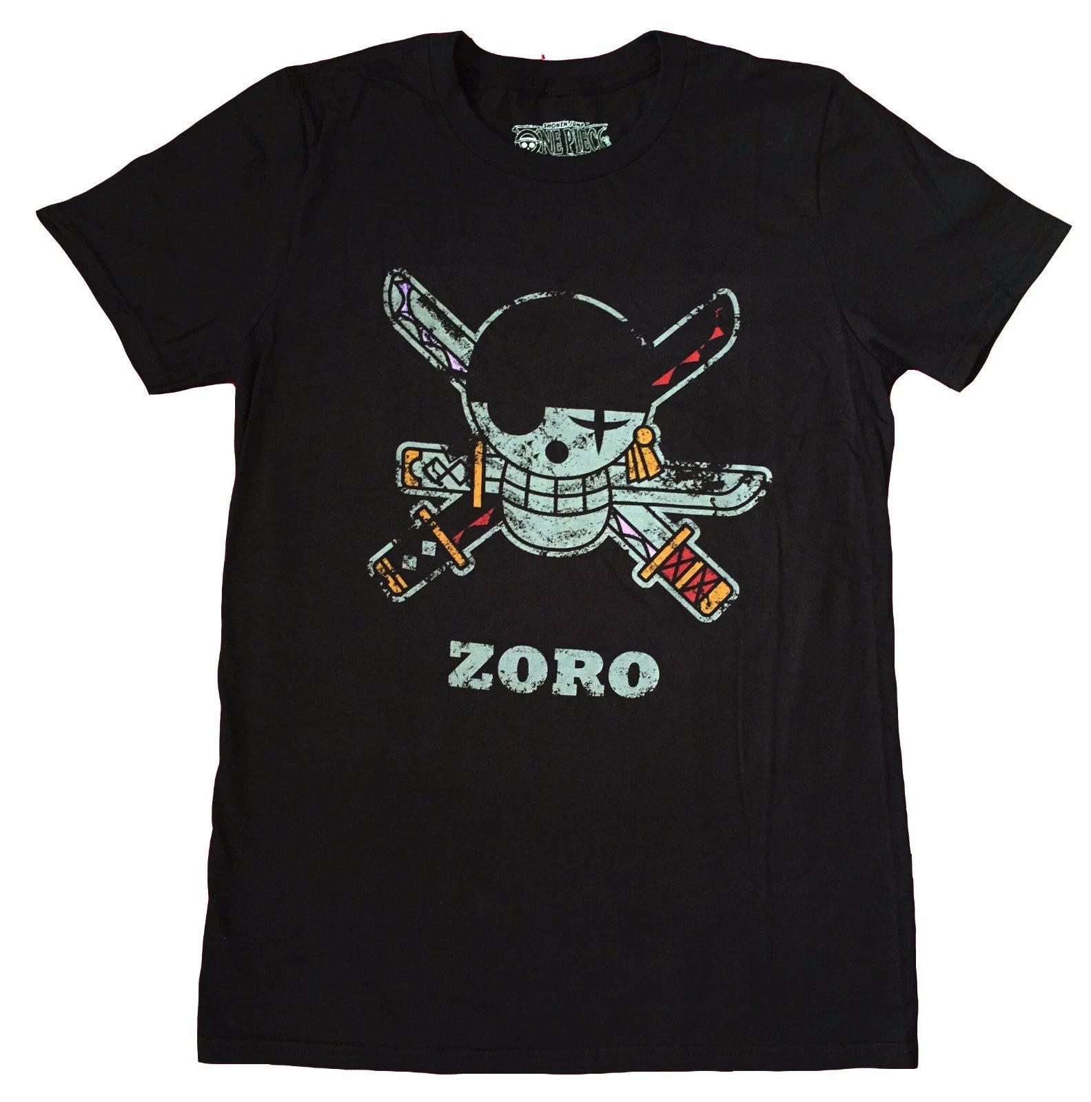**Legit** One Piece Roronoa Zoro Jolly Roger Skull Logo Authentic T-Shirt #90189