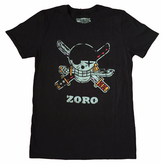 **Legit** One Piece Roronoa Zoro Jolly Roger Skull Logo Authentic T-Shirt #90189