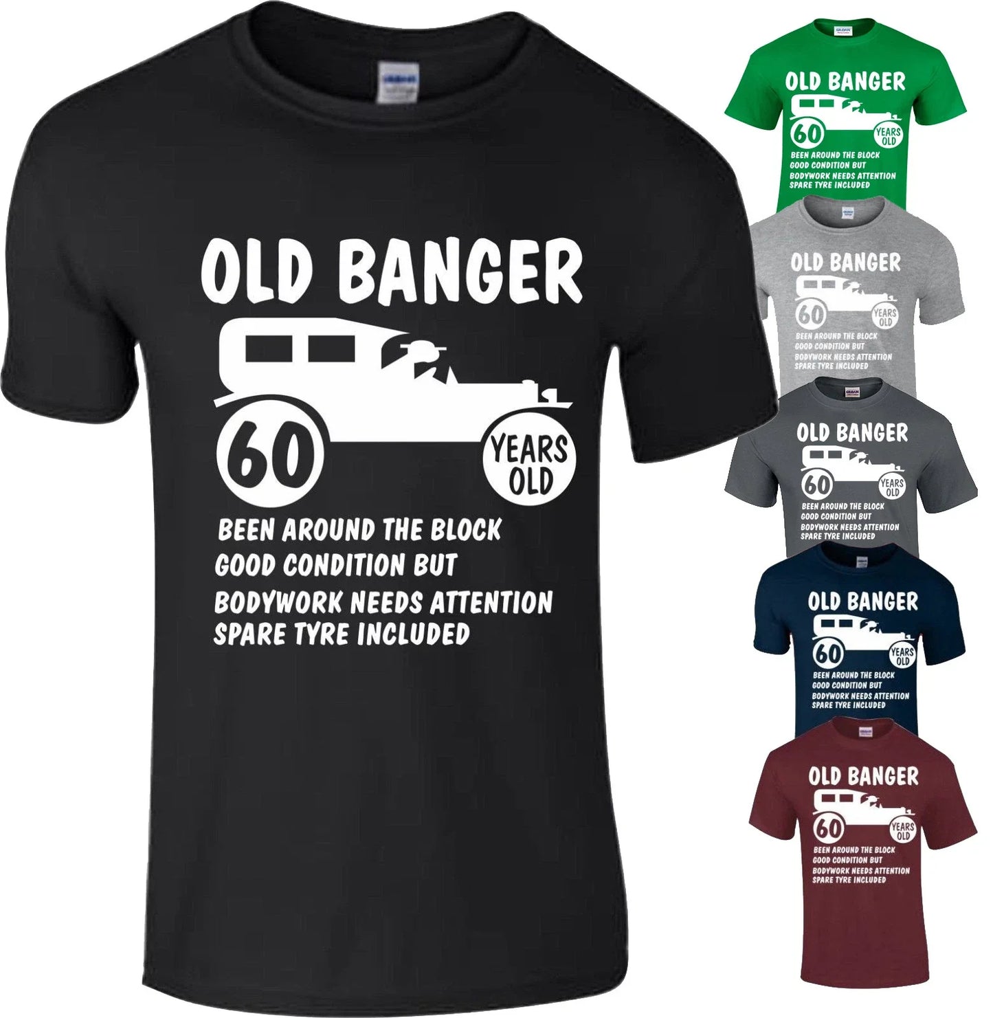 60th Birthday Mens Old Banger T Shirt present Gift Novelty Funny Top Small - 5XL