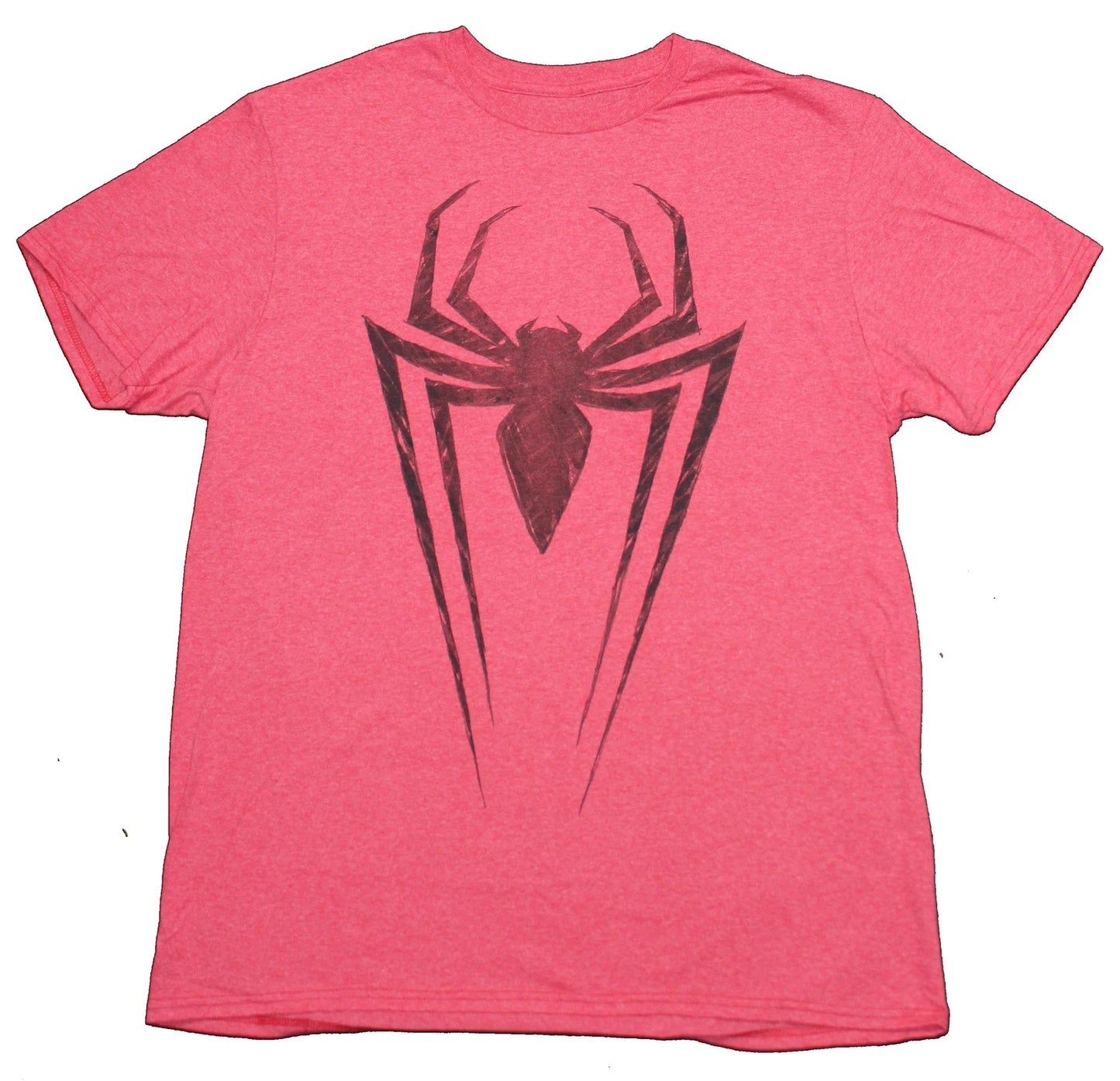 Spider-man Adult New T-Shirt - Classic Long Style Distressed Logo Pic