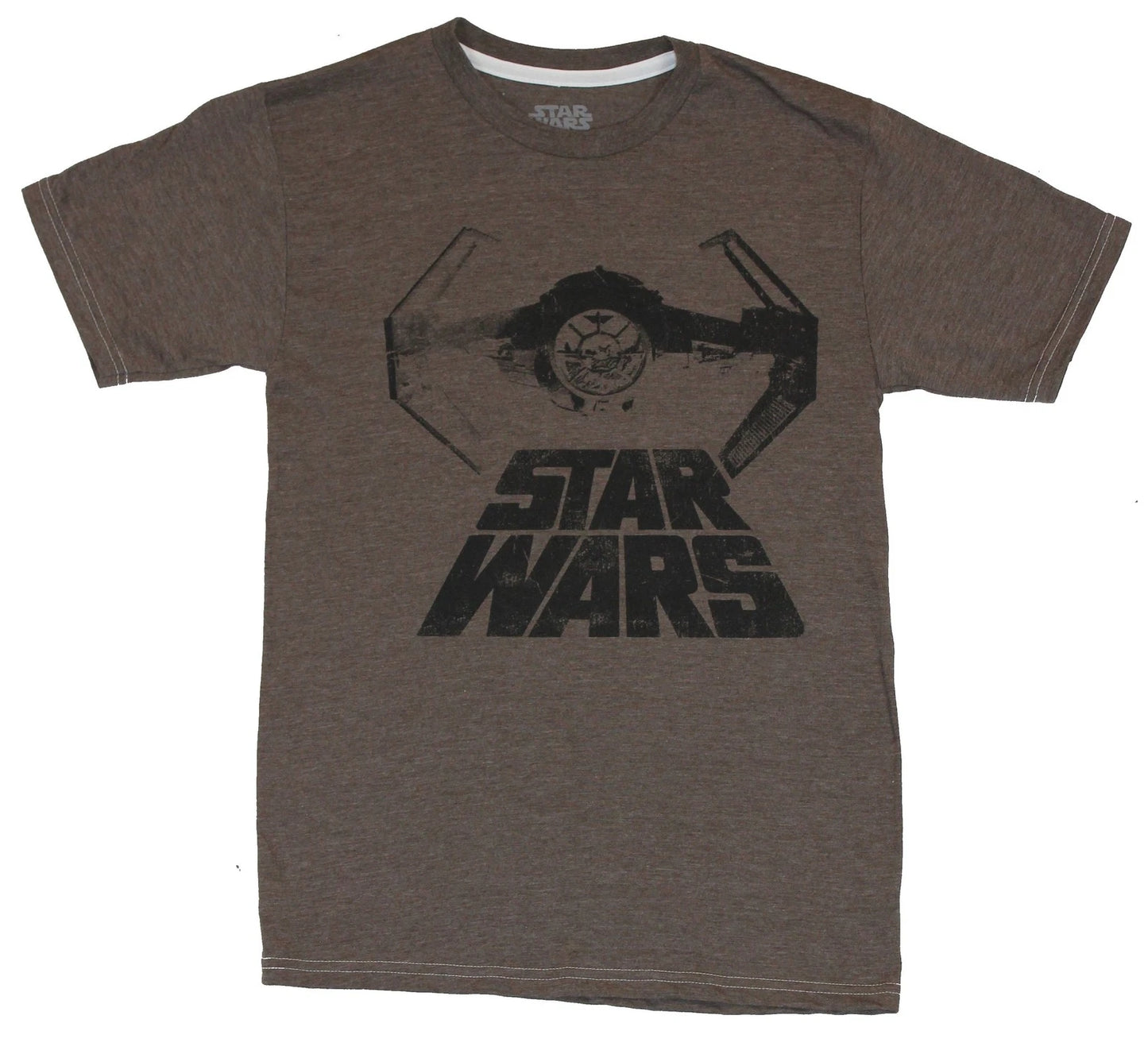 Star Wars Adult New T-Shirt - Flocked Word Logo With Tie Fighter Pic