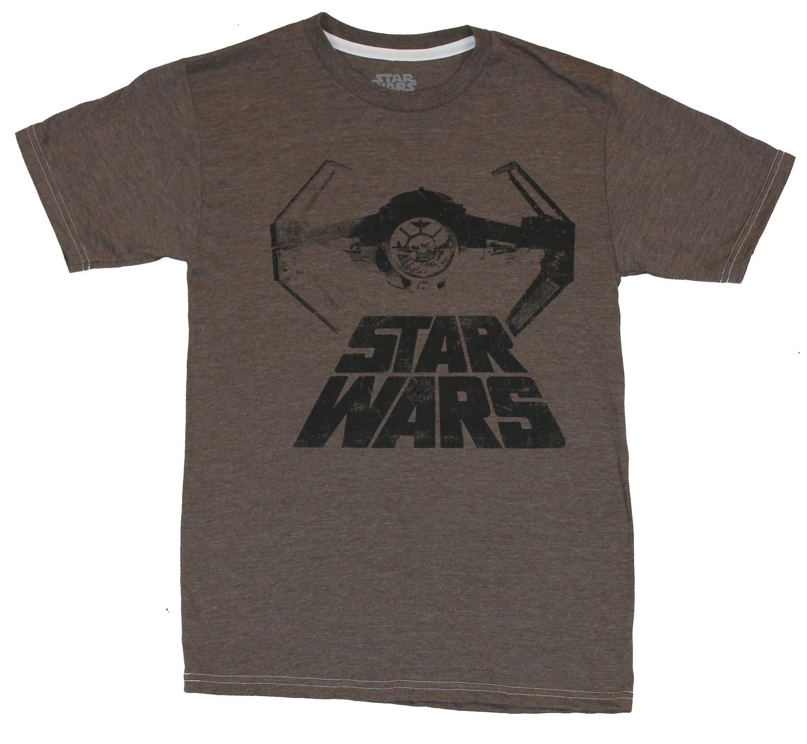 Star Wars Adult New T-Shirt - Flocked Word Logo With Tie Fighter Pic