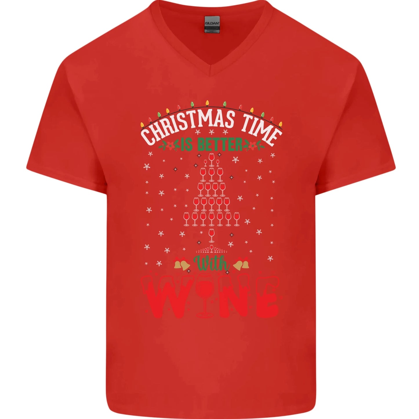 Christmas Better With Wine Funny Alcohol Mens V-Neck Cotton T-Shirt