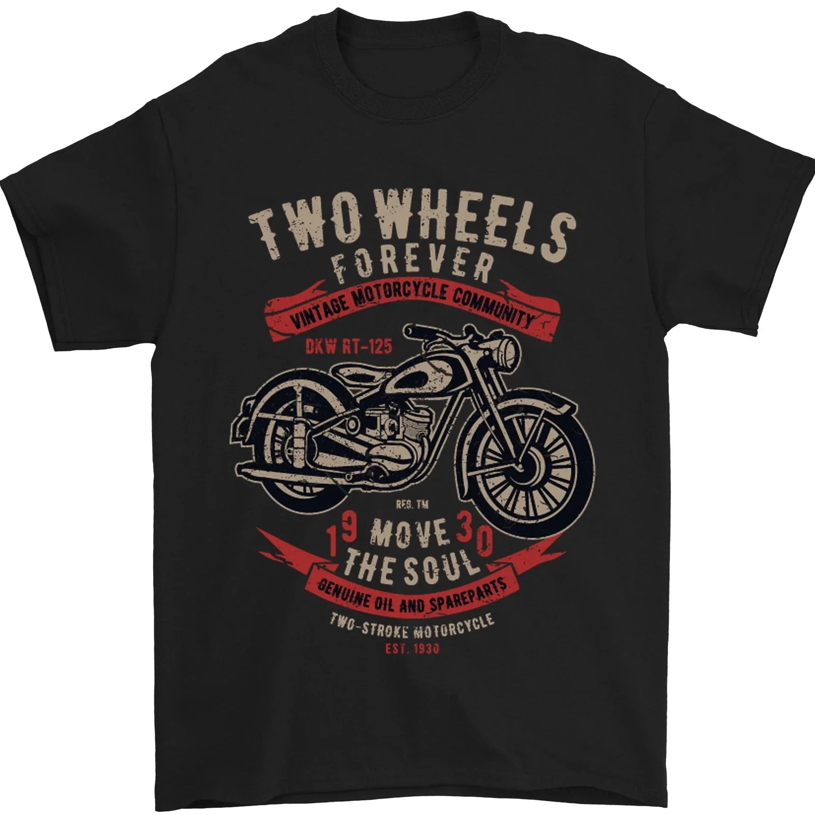Two Wheels Forever Biker Motorcycle Funny Mens T-Shirt 100% Cotton