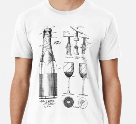 Champagne Blueprint - Alcohol Gift - Wine Gift %100 Premium Cotton