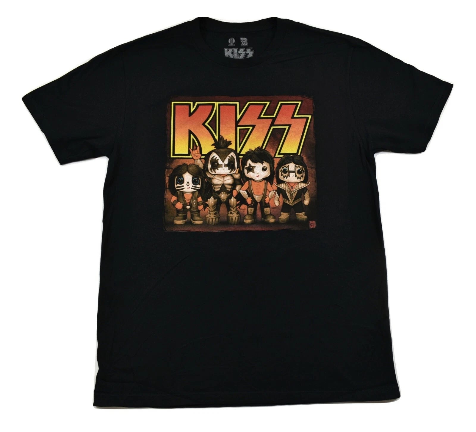Get Down Art Mens KISS Chibi Line-Up Big Head Band Cartoon Shirt New M,L,XL,3XL