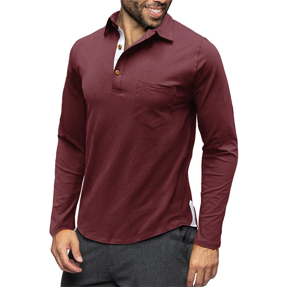 Men's Long Sleeve Slim Fit Polo Shirts Summer Shirts Casual Golf Shirt