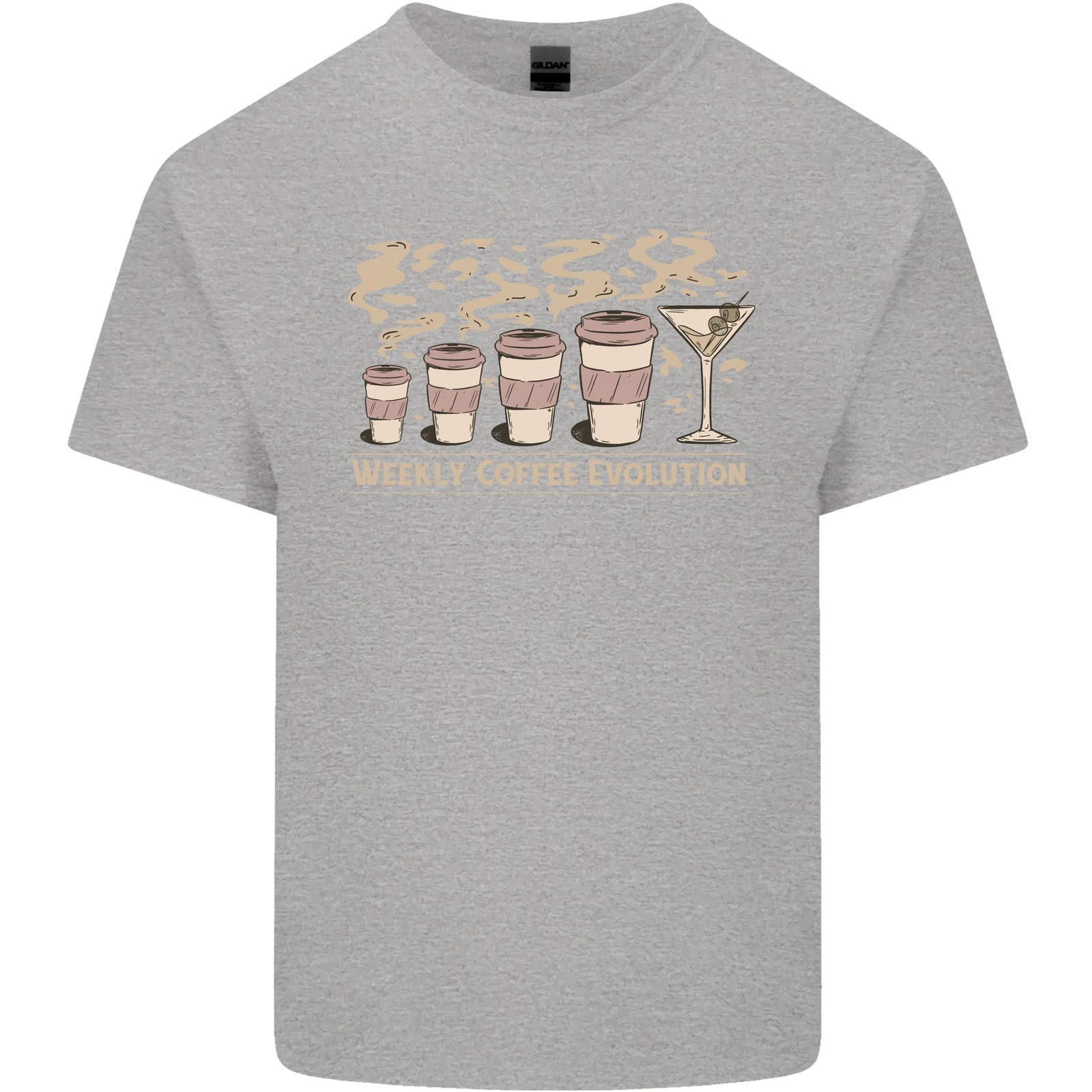 Funny Weekly Coffee to Alcohol Evolution Wine Mens Light Cotton T-Shirt