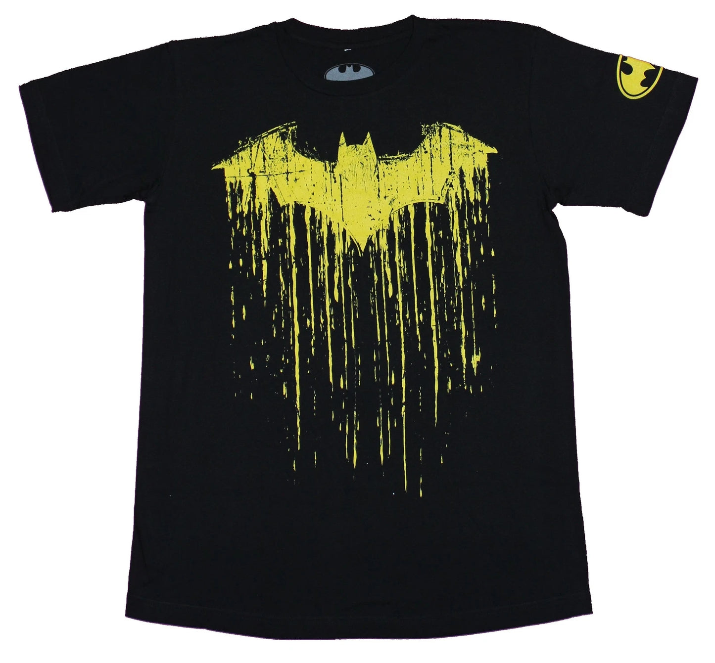 Batman Mens T-Shirt - Dripping Yellow Batwing Logo Image