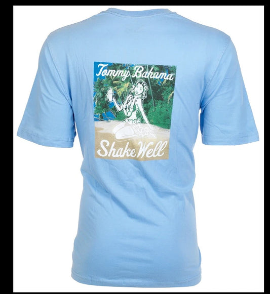 $45 TOMMY BAHAMA Sky Blue SHAKE WELL Relaxed Fit Short Sleeve T-shirt NWT