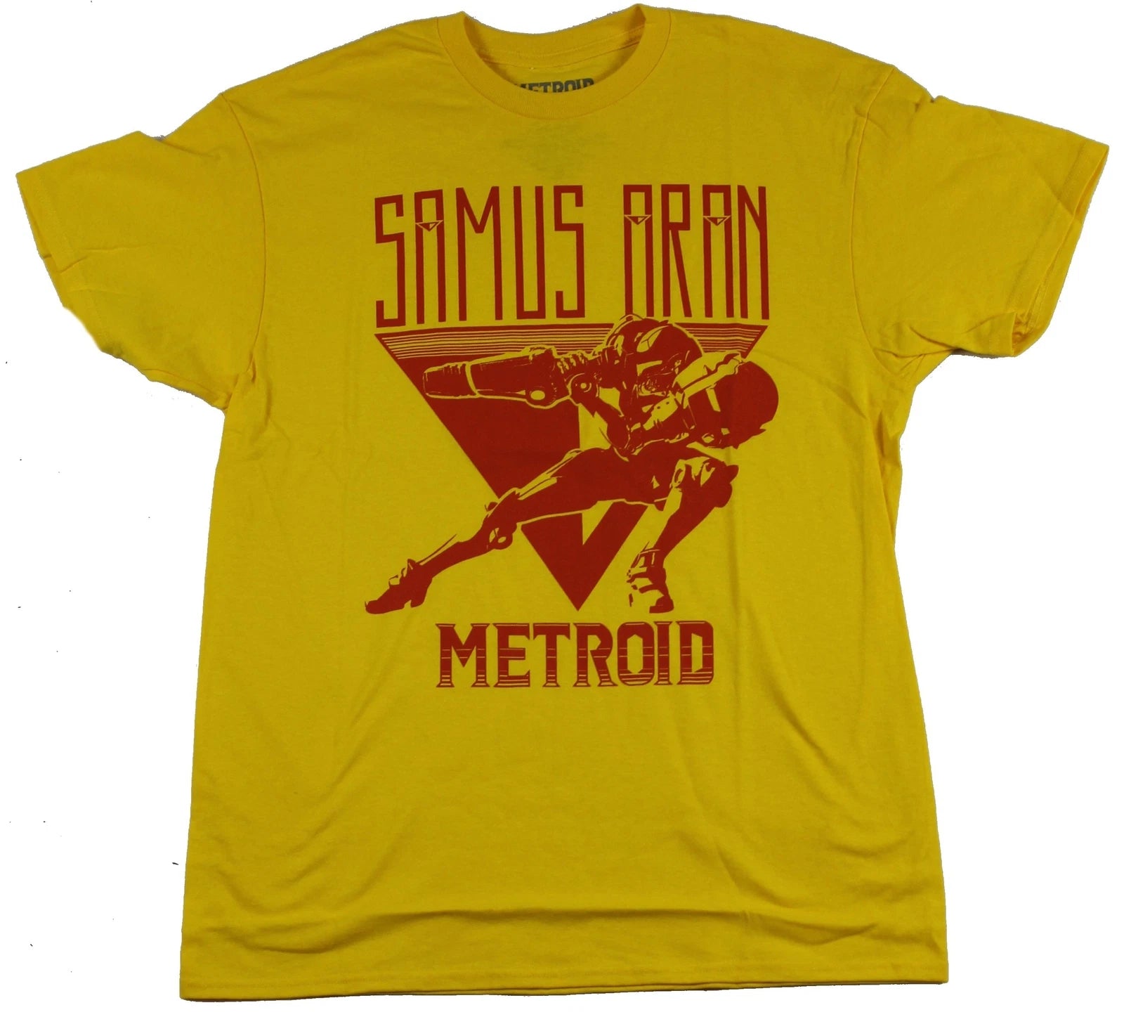Metroid (Nintendo) Adult New T-Shirt - Samus Aran Red Triangle Shooting Logo