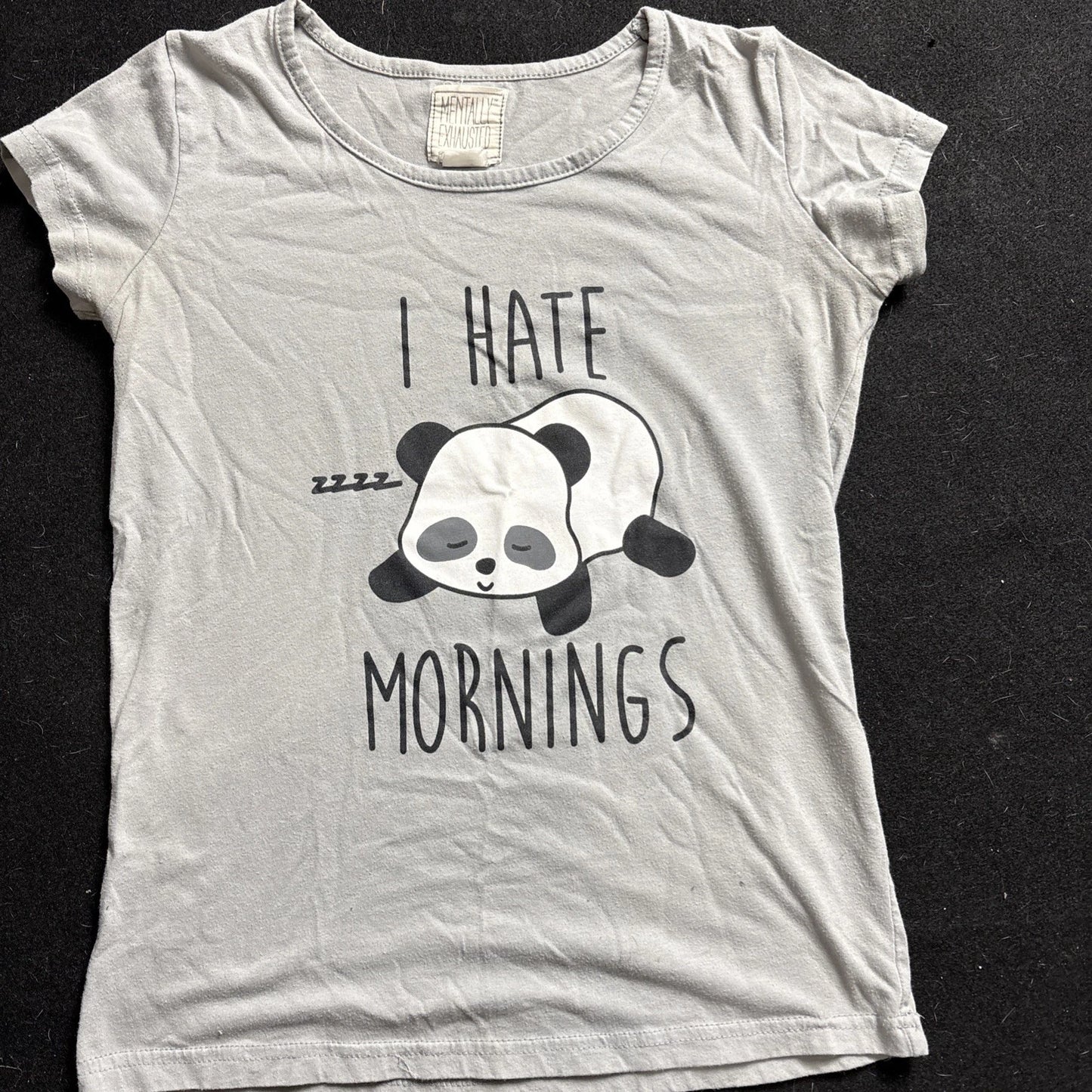 I Hate Mornings Sleepy Lazy Present Gift Panda Womens  T-Shirt Small