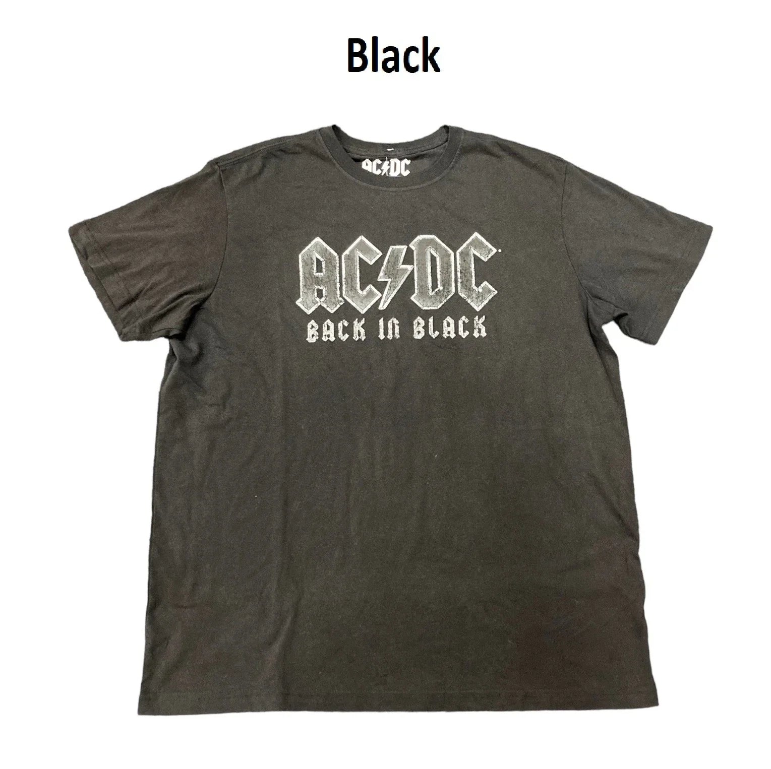AC/DC Men's Back in Black Crewneck Short Sleeve Graphic Rock Band Tee