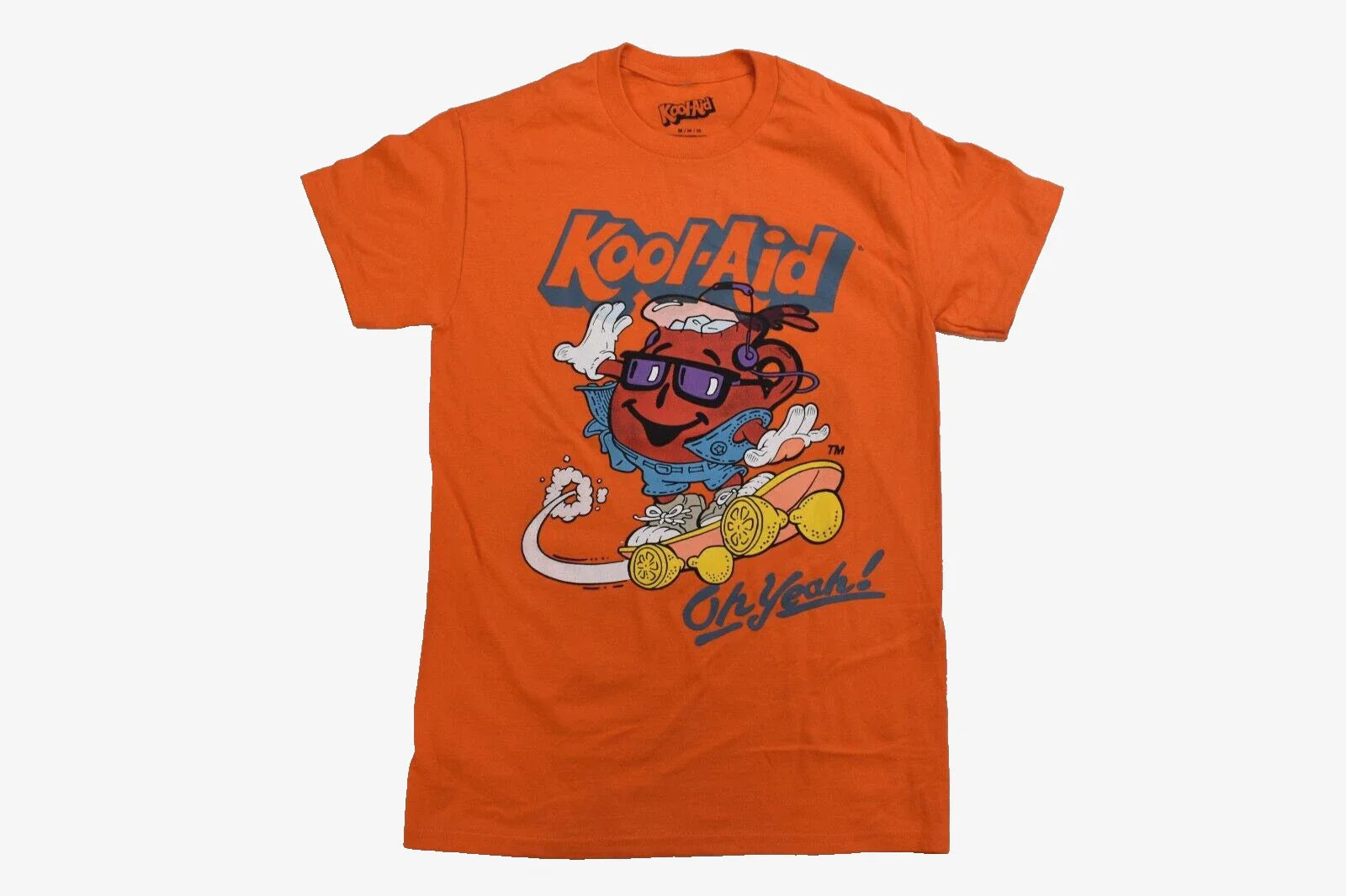 Kool-Aid Mens Kool-Aid Man on Skateboard Oh Yeah! Funny Orange Shirt New Medium