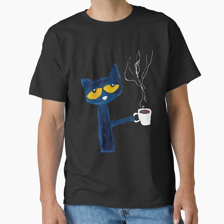 funny black cat drink coffee  Classic T-Shirt by juliett3dana