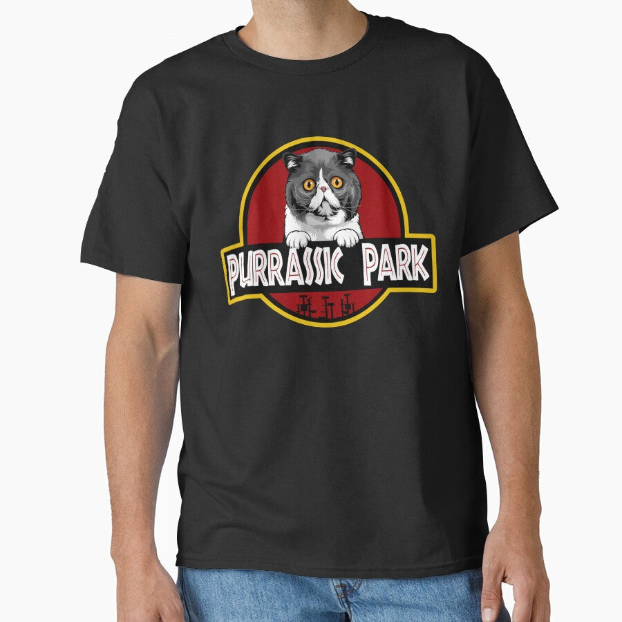 Funny Exotic Shorthair Cat Purrassic Park by Funny Shirts Matter