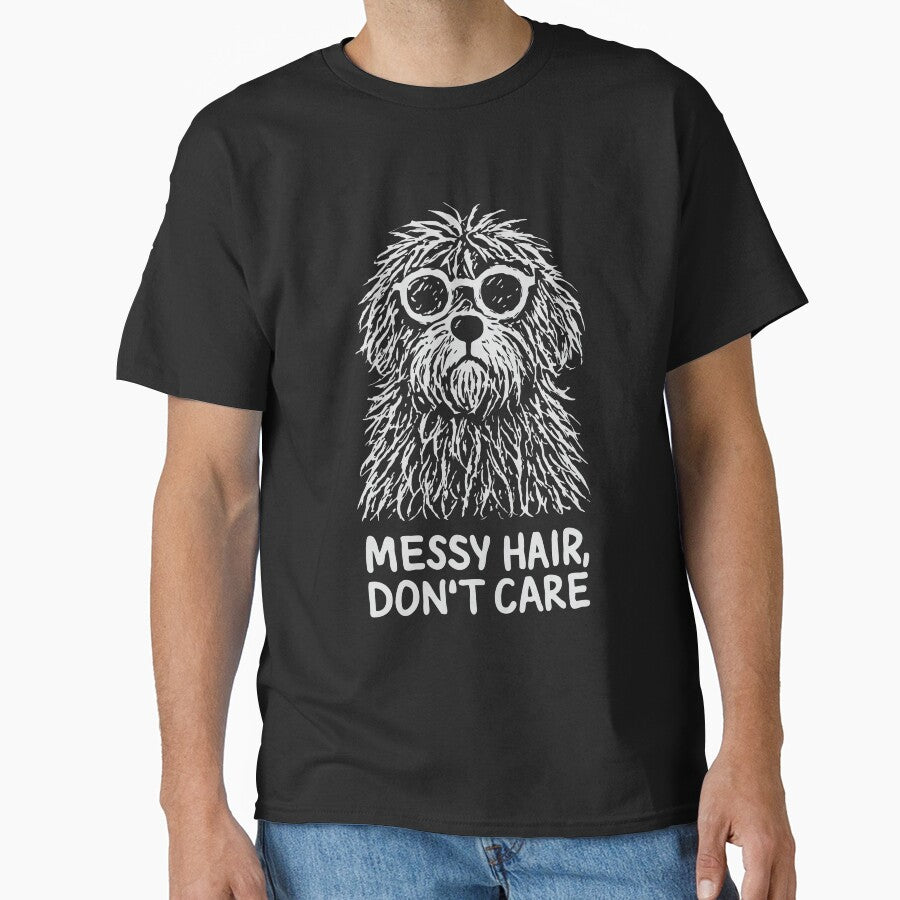 Messy Hair Don’t Care Dog – Funny Scruffy Dog Sketch Illustration | Dog Lover Gift by station-one