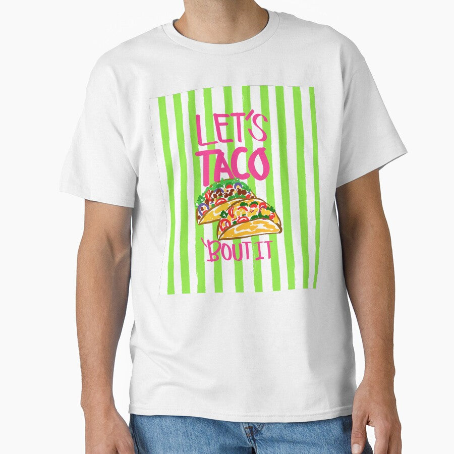 Let’s Taco ‘Bout It Vintage Lime Green Stripes Illustration by MaiZephyr